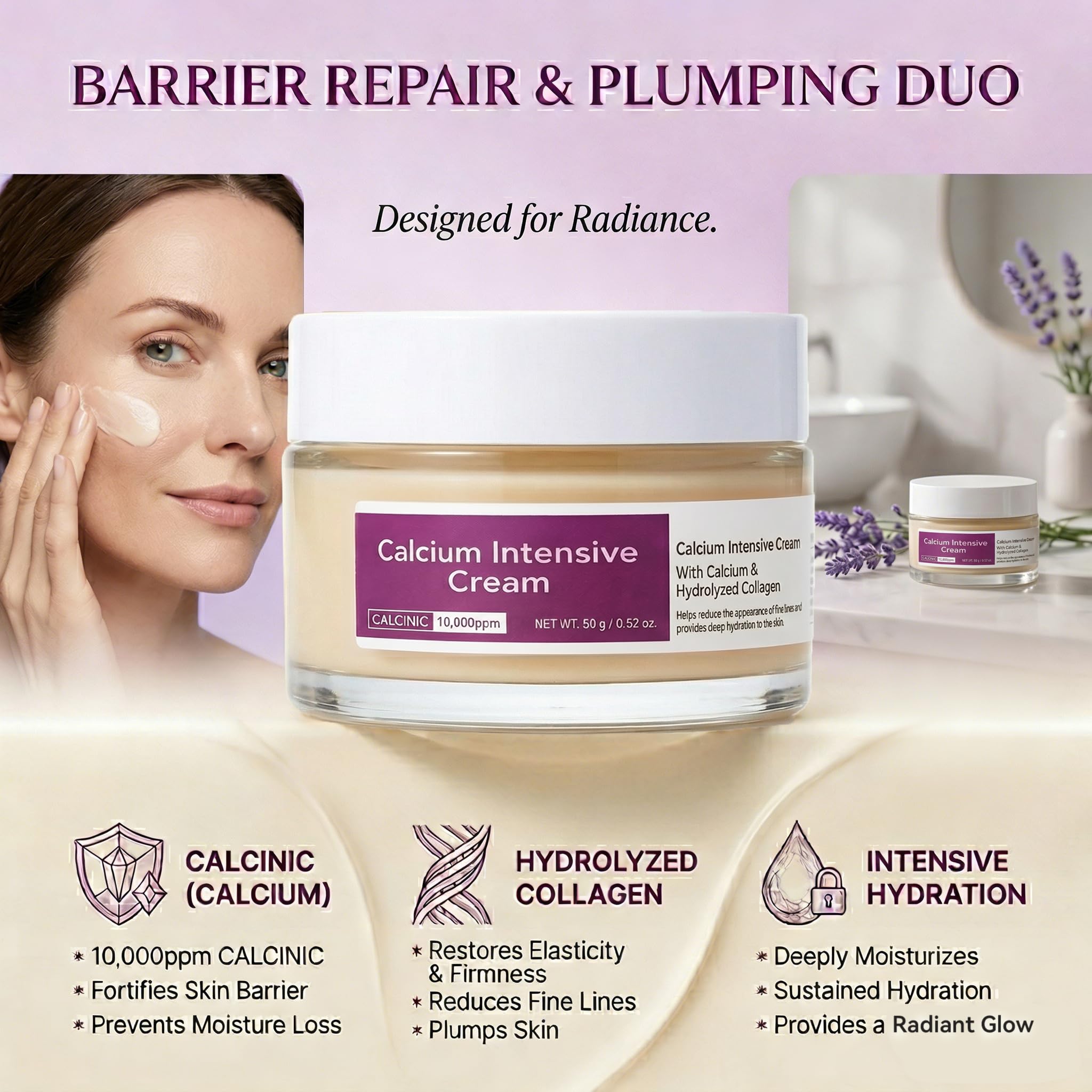 Calcium Firming Face Cream 2-Pack with Niacinamide & Elastin