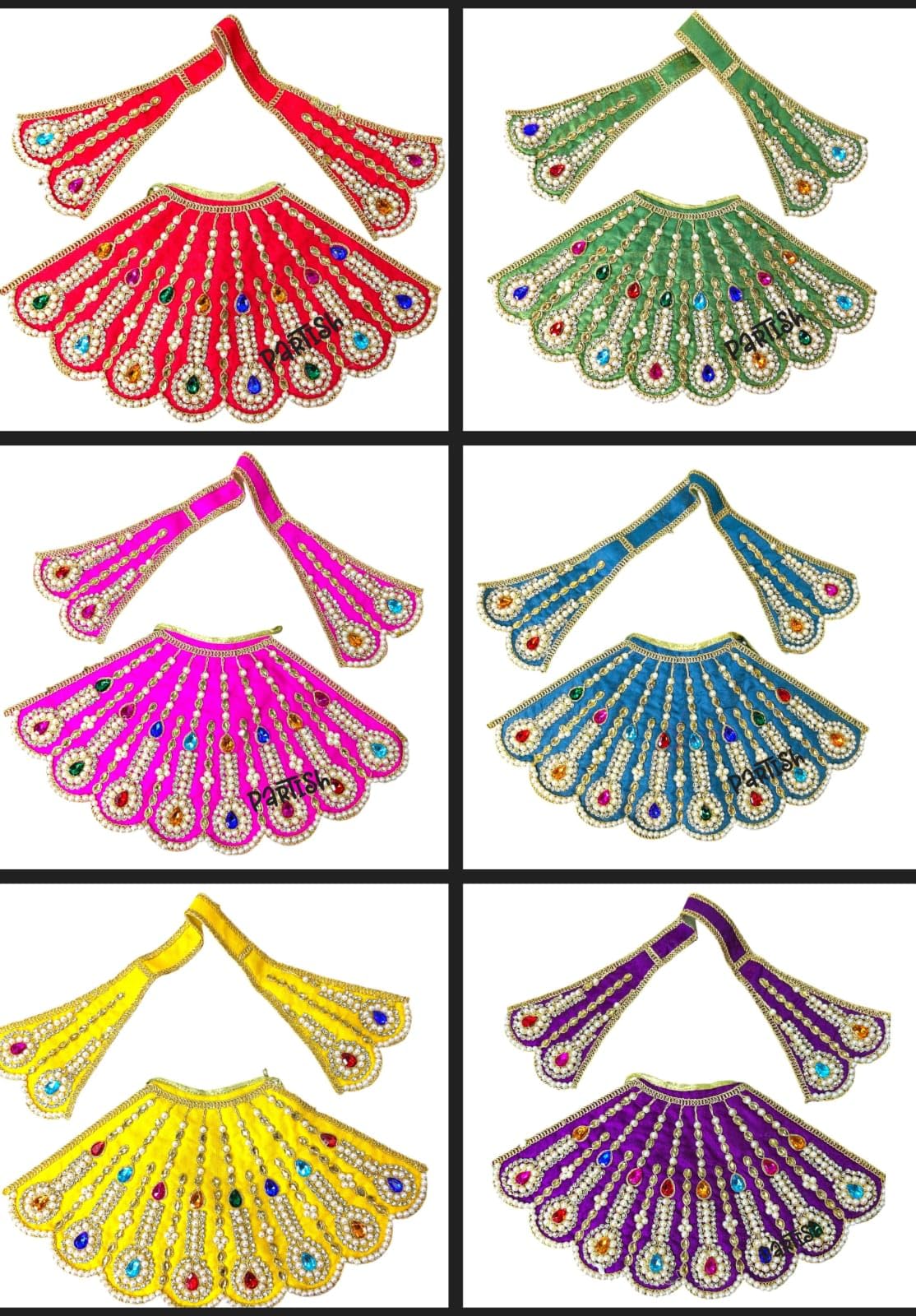 Partish MATA Rani/Khatu Shyam Ji/Jagannath Dress Set 7 Inches (Pack of 6) l Lehanga Patka l Poshak for Durga MATA Devi Ji for Navratri Special(D)-image-22
