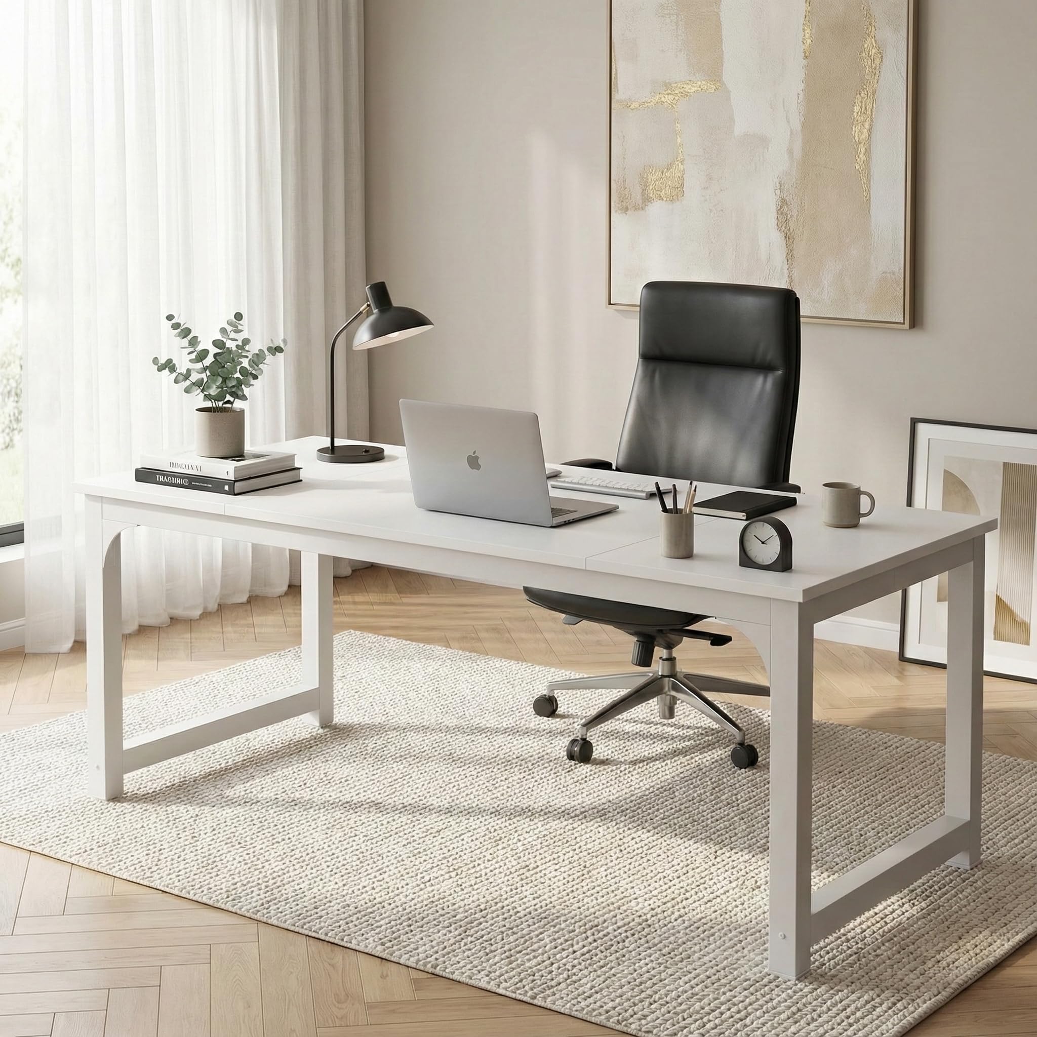 Lailang 180cm Scrivania, Scrivania Ufficio 180x80, Scrivania Studio Casa, Scrivania In Legno, Tavolo Ufficio Riunioni, Scrivania Grande, 180 x 80 x 75 cm, Bianca
