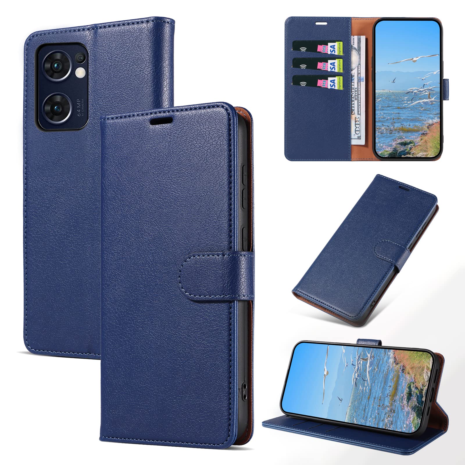 Custodia Antiurto Con Cover Camera KKEIKO Cover Per Oppo Find X5 Lite 5G / Oppo Reno 7 5G, Antiurto Custodia In PU Pelle Con Slot Per Porta Carte, Magnetico Protettiva Cover Per
