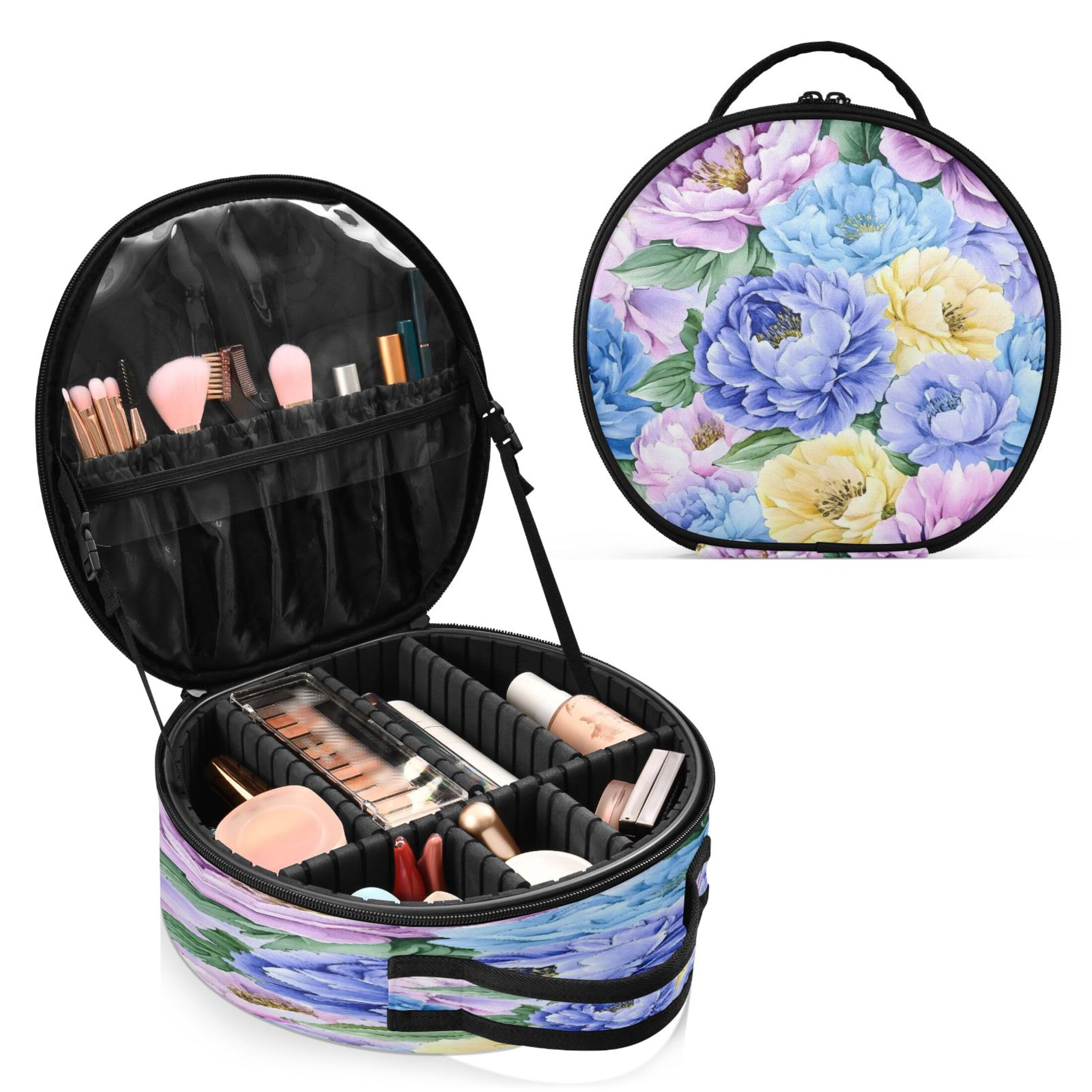 Takiito Butterfly Travel Makeup Case Portable Makeup Box Artist Cosmetic Case Organizer With Adjustable Dividers