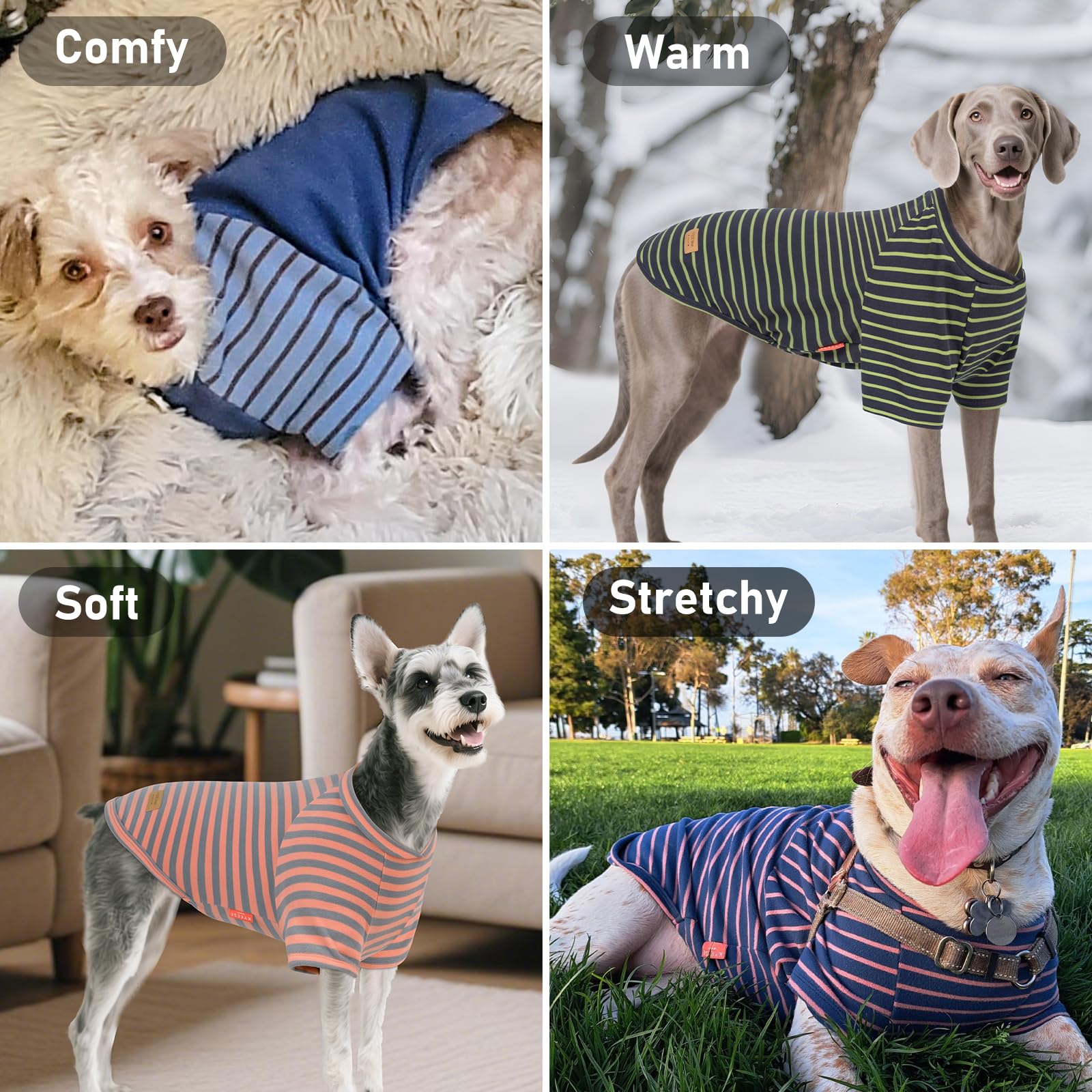 KYEESE Paquete de 2 suéteres para perro, sudadera suave para mascotas, suéter elástico para perros pequeños y medianos, ropa ligera de forro polar para mascotas con mangas, talla XL