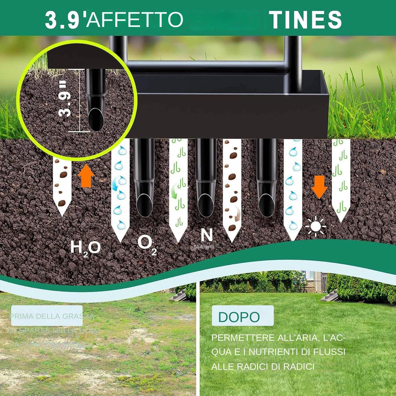 Attrezzo Aeratore Da Prato Attrezzo Dissodante e Cura Prato | Giardino da giardino in metallo, attrezzatura per la cura del prato per appassionati, agricoltori