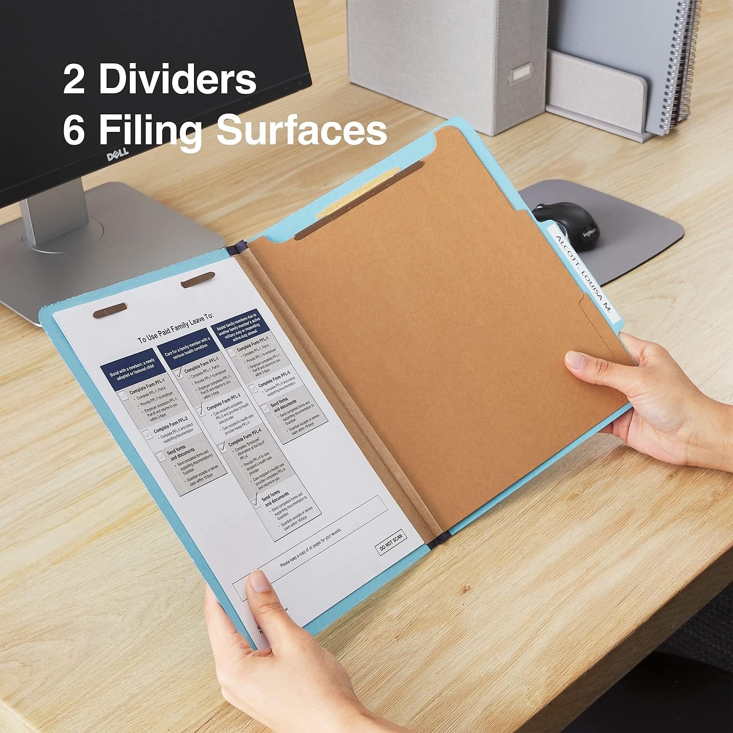 Staples Colored Pressboard Classification Folder, Letter Size, 2 Partitions, Light Blue, Durable Construction, 20/Pack