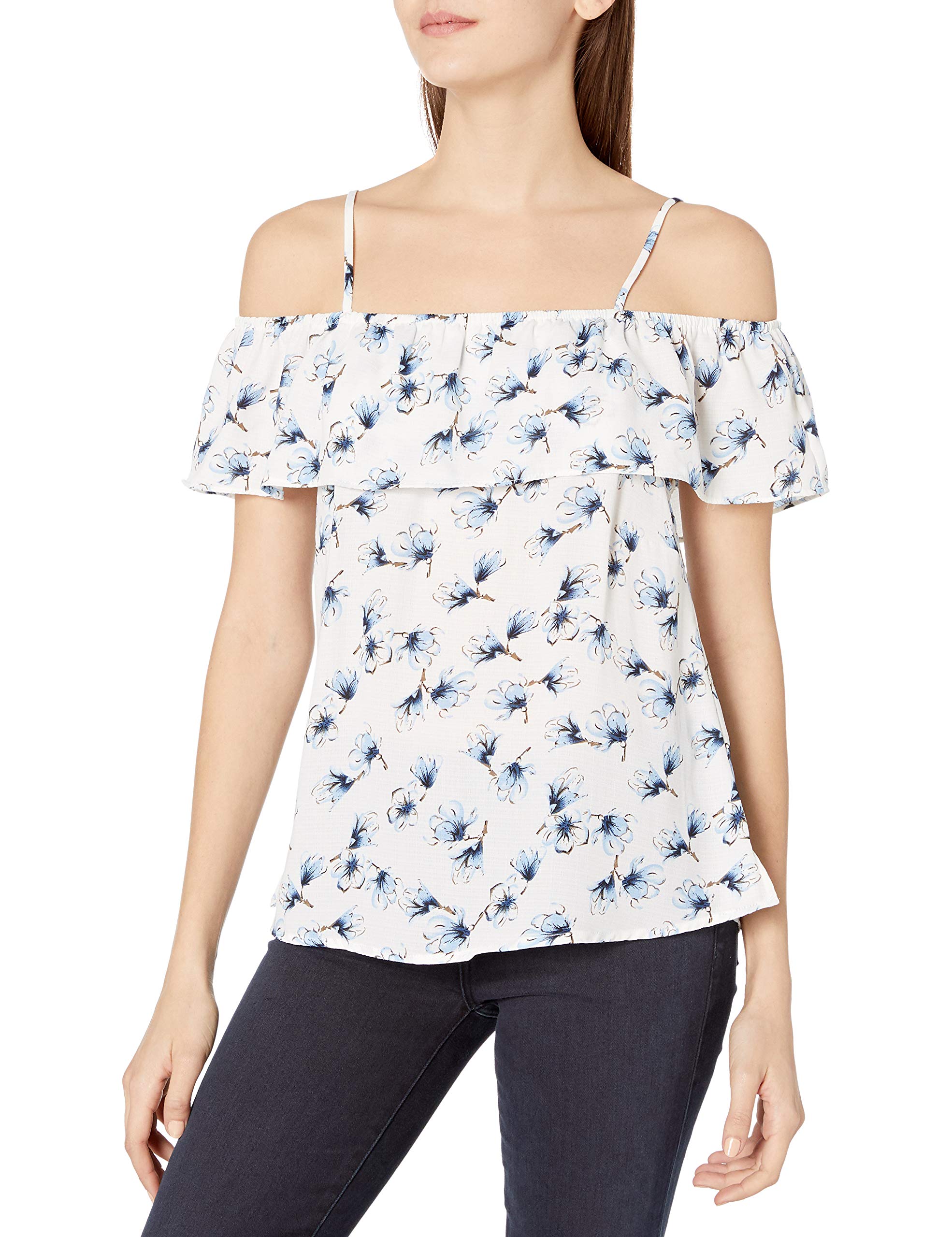 Lucca CoutureWomen's Cold Shoulder Ruffle Top Blouse