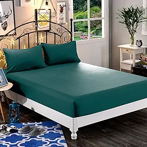 Elegant Comfort 1500 Premium Hotel Quality 1-Piece Fitted Sheet, Softest Quality Microfiber-Deep Pocket up to 16 inch,Wrinkle and Fade Resistant, Full, Marine Teal