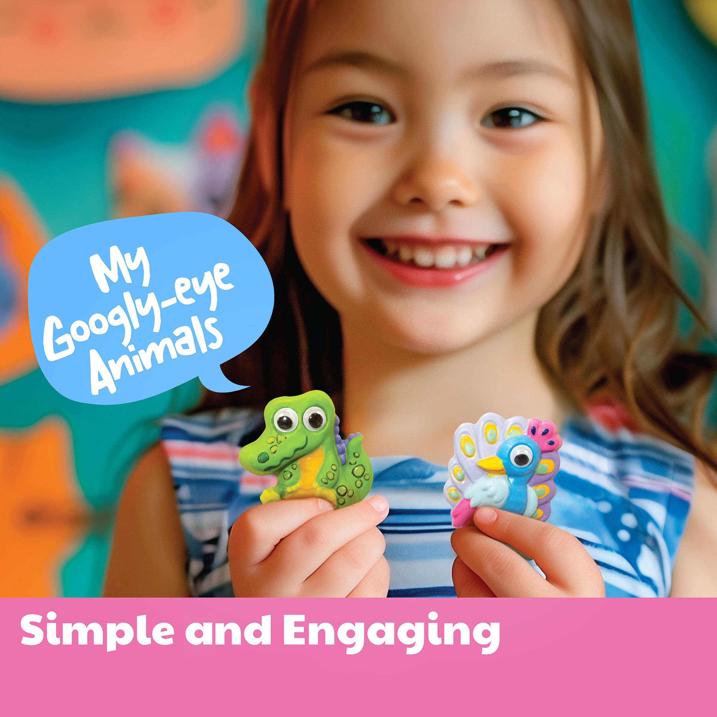 4M Mould & Paint Googly Eyes Animals, Arts and Crafts Kit to Cast, Create and Paint 6 Fridge Magnets or Badges, for Boys and Girls Ages 5-12 Years