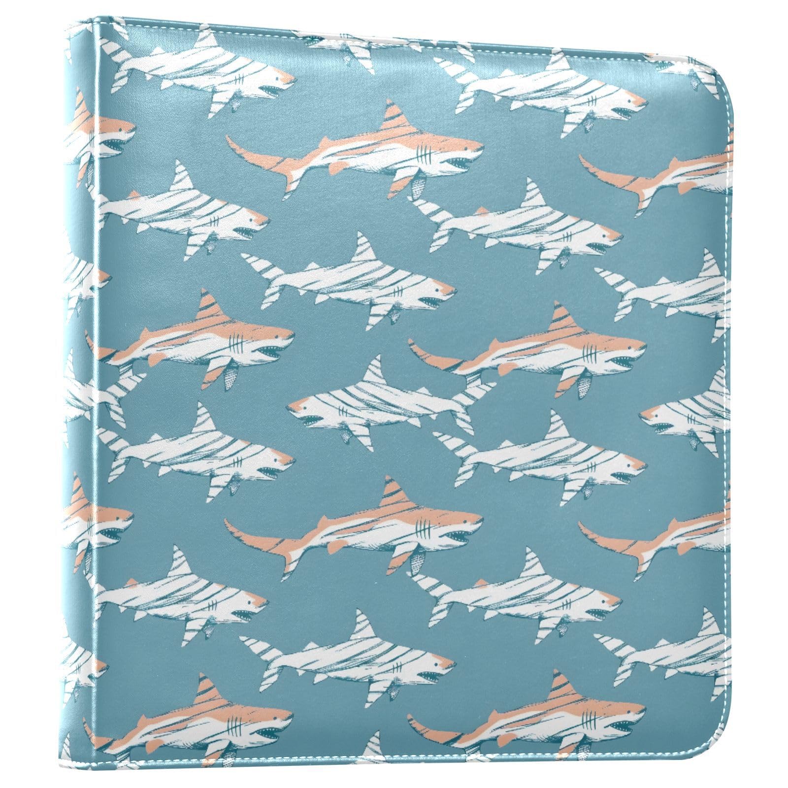 JIPONI Funny Striped Shark Large Photo Album, DIY Leather Cover Scrapbook Albums for 4x6 5x7 6x8 Pictures, Self Adhesive Memory Book for Wedding, Baby, Family
