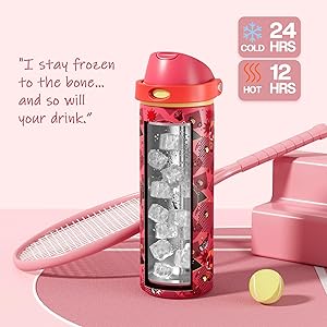 POWCAN 24 oz Insulated Skull Water Bottle: 2-in-1 Lid with Push-Button Spout & Quick-Flip Straw, Leakproof, Car Cupholder Friendly, Stainless Steel for Gym, Travel, Camping (Candy Vandal)