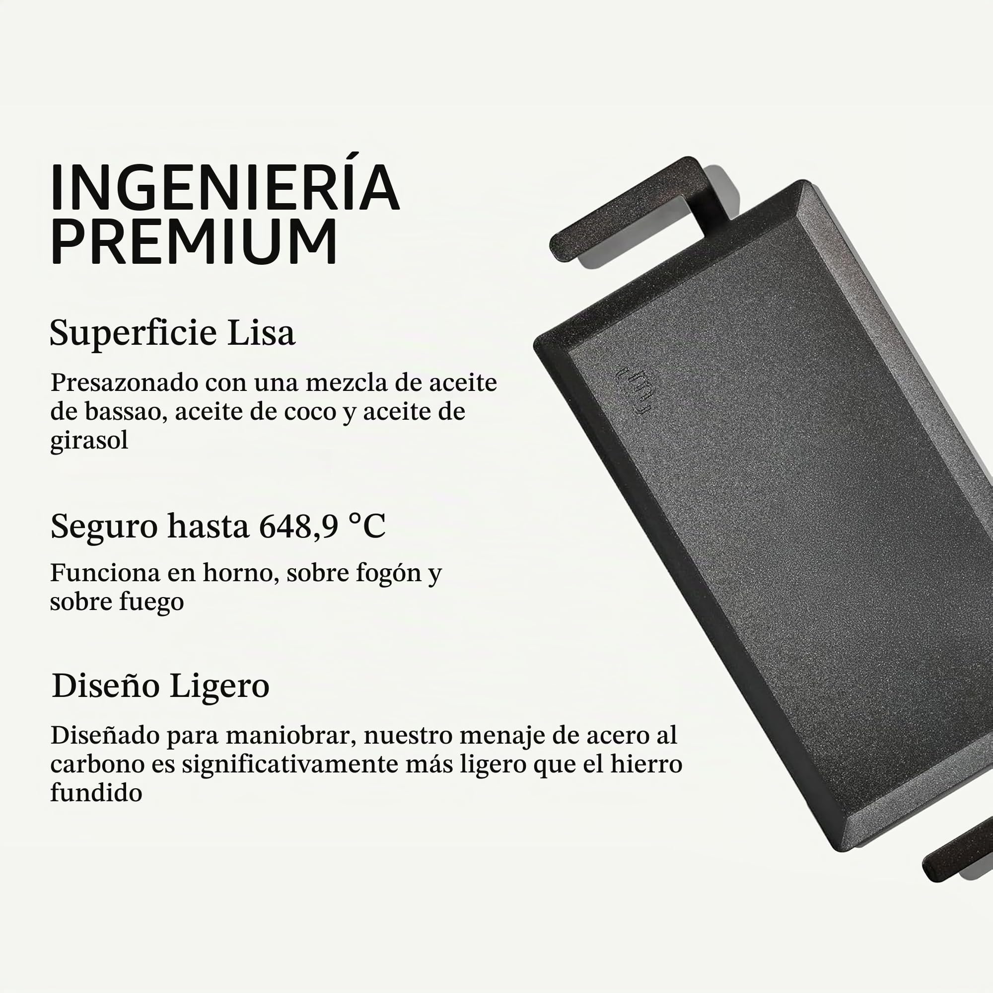 Made In Utensilios de cocina - Plancha de acero al carbono - (Como hierro fundido, pero mejor) - Utensilios de cocina profesionales - Suecia - Compatible con inducción