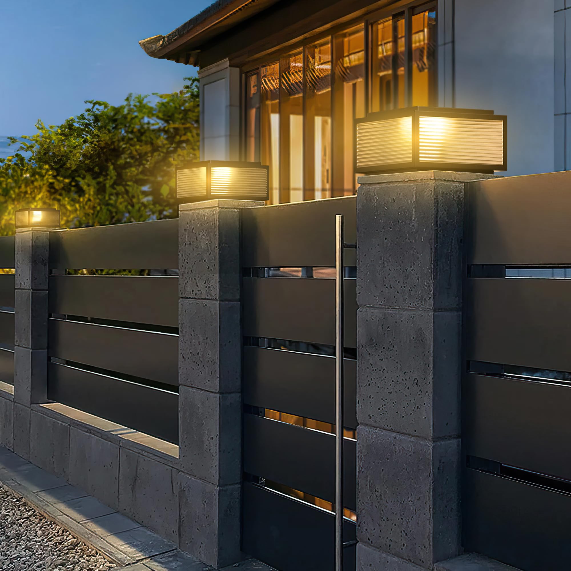Quinlirra Outdoor Solar Post Light, Solar Pillar Lights Modern LED Fence Deck Cap Lamp IP65 Waterproof Lantern Luxury Landscape Column Light - View #10