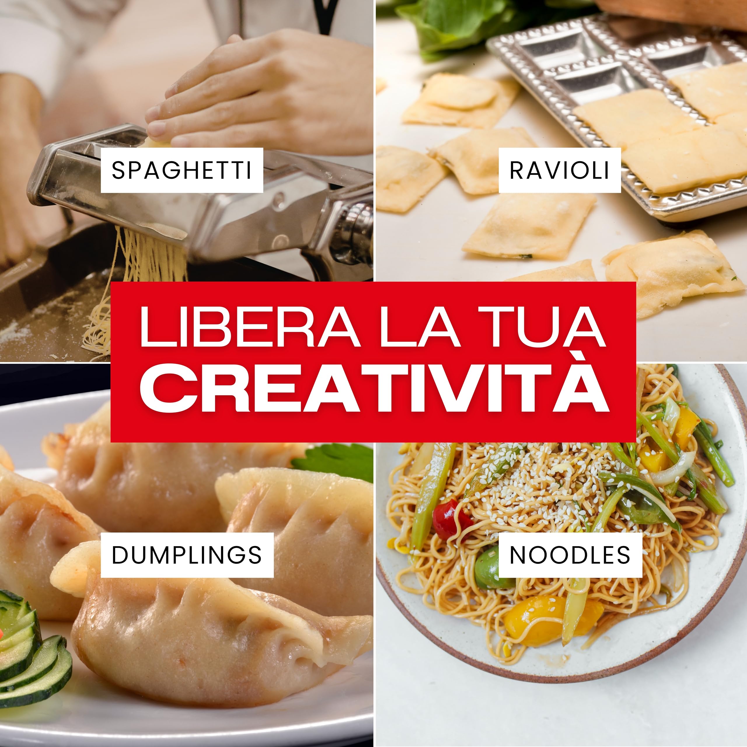 Reber Macchina per la Pasta Fresca Elettrica e Manuale 60 W, 2 Velocità | 9 Livelli di Spessore, Rulli da 150 mm, Sfogliatrice e Taglio Doppio 1,5 + 6,6 mm - PastaReber Kit Elettrico Silver