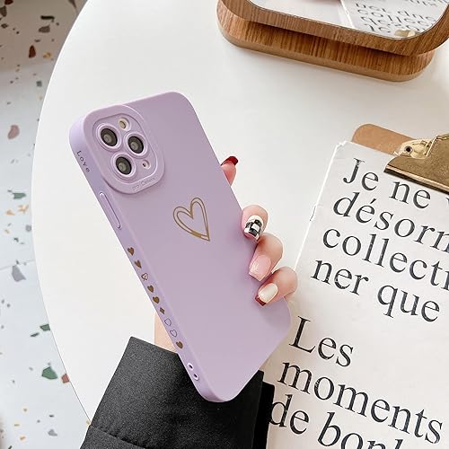 Miniatura 4 de Qokey Funda para iPhone 11 Pro Max (6.5 pulgadas 2019), lindo corazón de amor chapado lateral y trasero con lente anticaída, protección de TPU