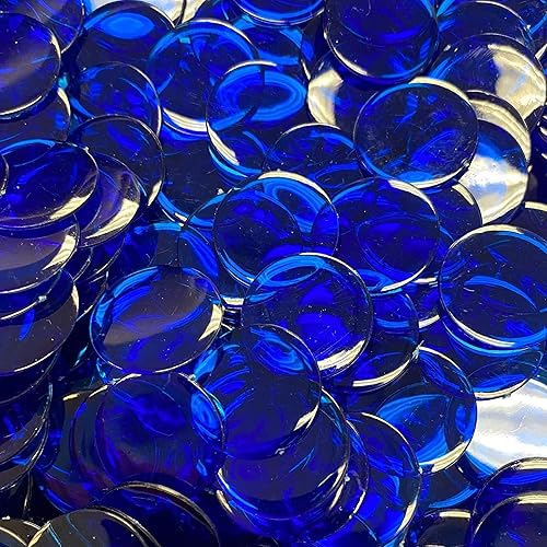 MR CHIPS Fichas de bingo de plástico para juegos de bingo, bolsa de 250 unidades, chips de conteo de colores sólidos y transparentes, azul