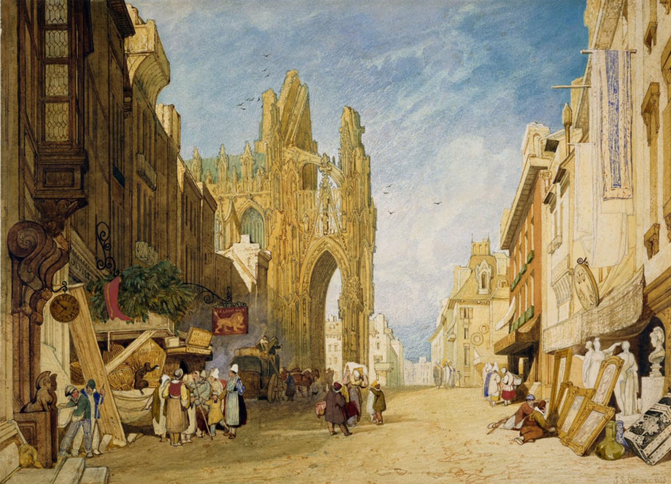 SERENDIPITP Vintage Wall Art Canvas Nordic Poster Canvas Print Picture Street Scene At Alencon by Sell Cotman Wall Art Poster for Home Decor 60x90cm
