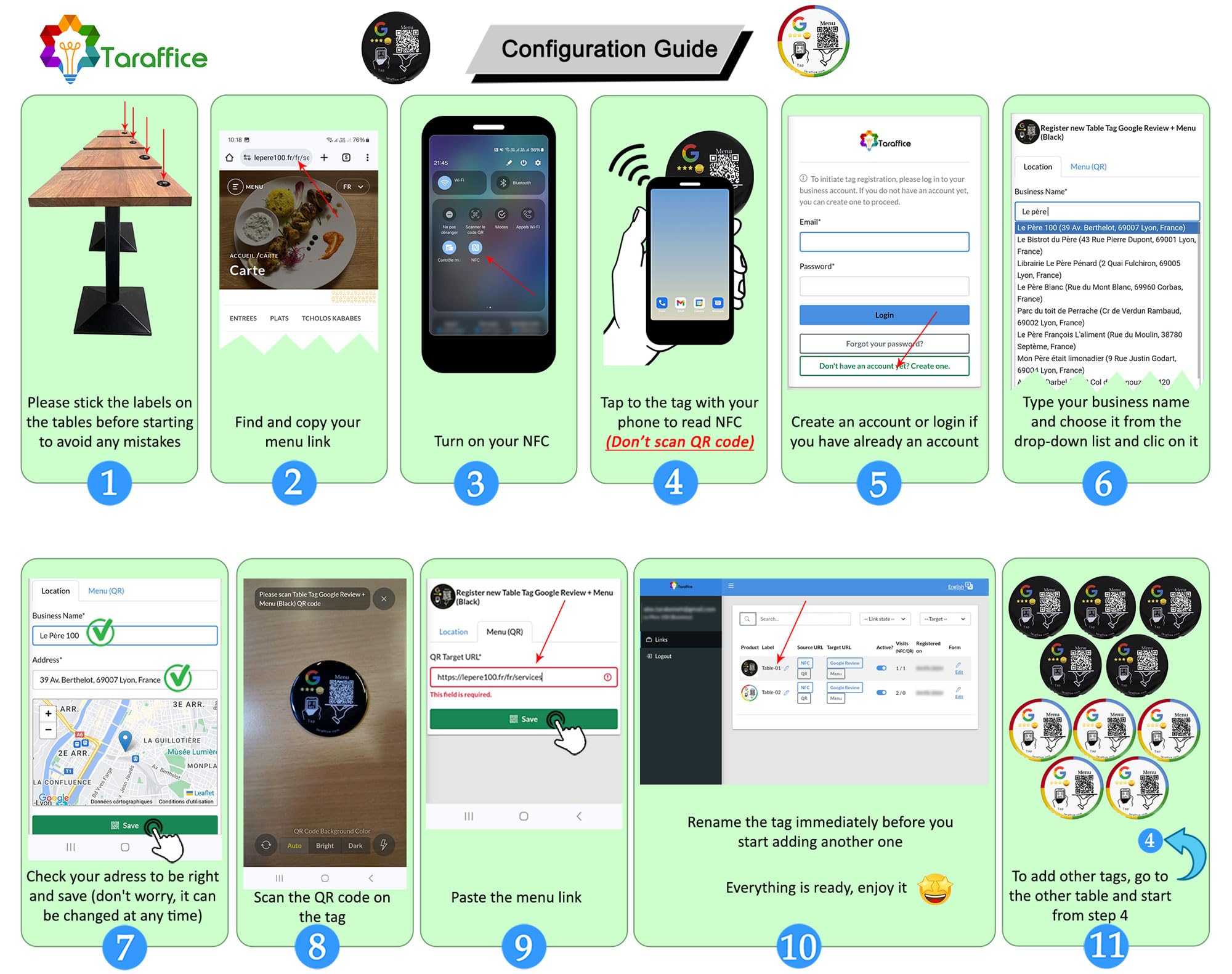 2in1 Hybrid-Restauranttisch-NFC-Platte, QR-Code-Menü + NFC-Epoxidharz Google-Rezension | Kompatibel mit iPhone und Android | Für Restaurants, Bars, Cafés, Fastfood (Schwarz, 20