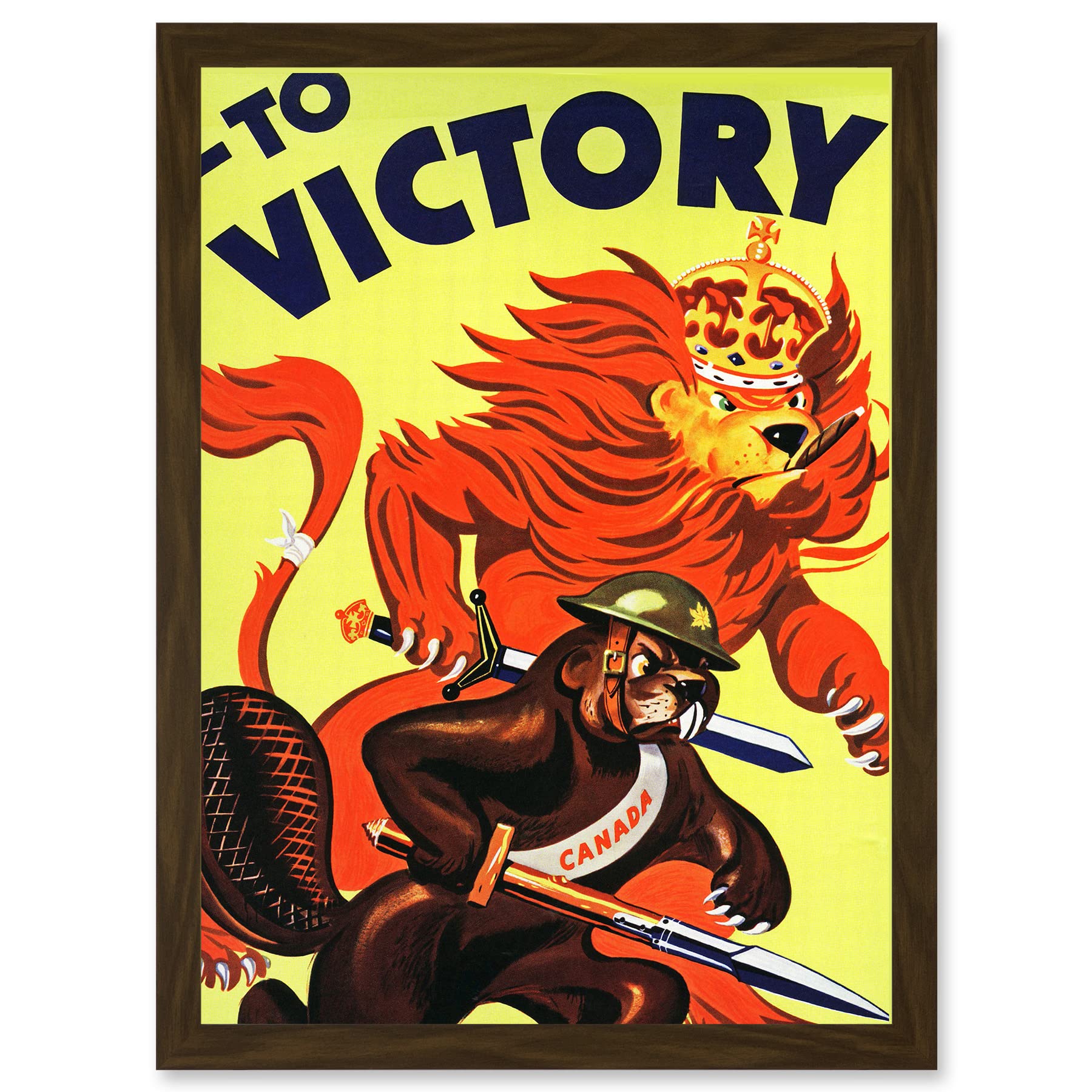 Artery8 World War WW2 Military Canada Victory Red Lion Beaver Cigar A4 Artwork Framed Wall Art Print