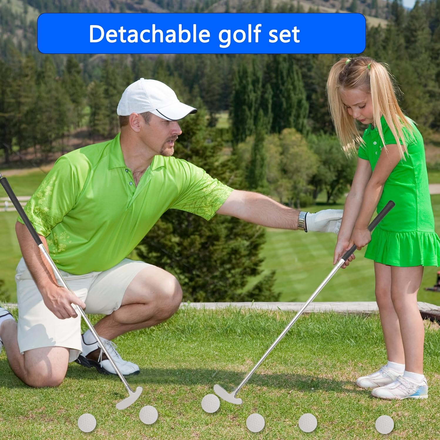 2 Set Golf Putter Detachable Left and Right Handed Putter with 4 Golf Balls for Adult Teenager