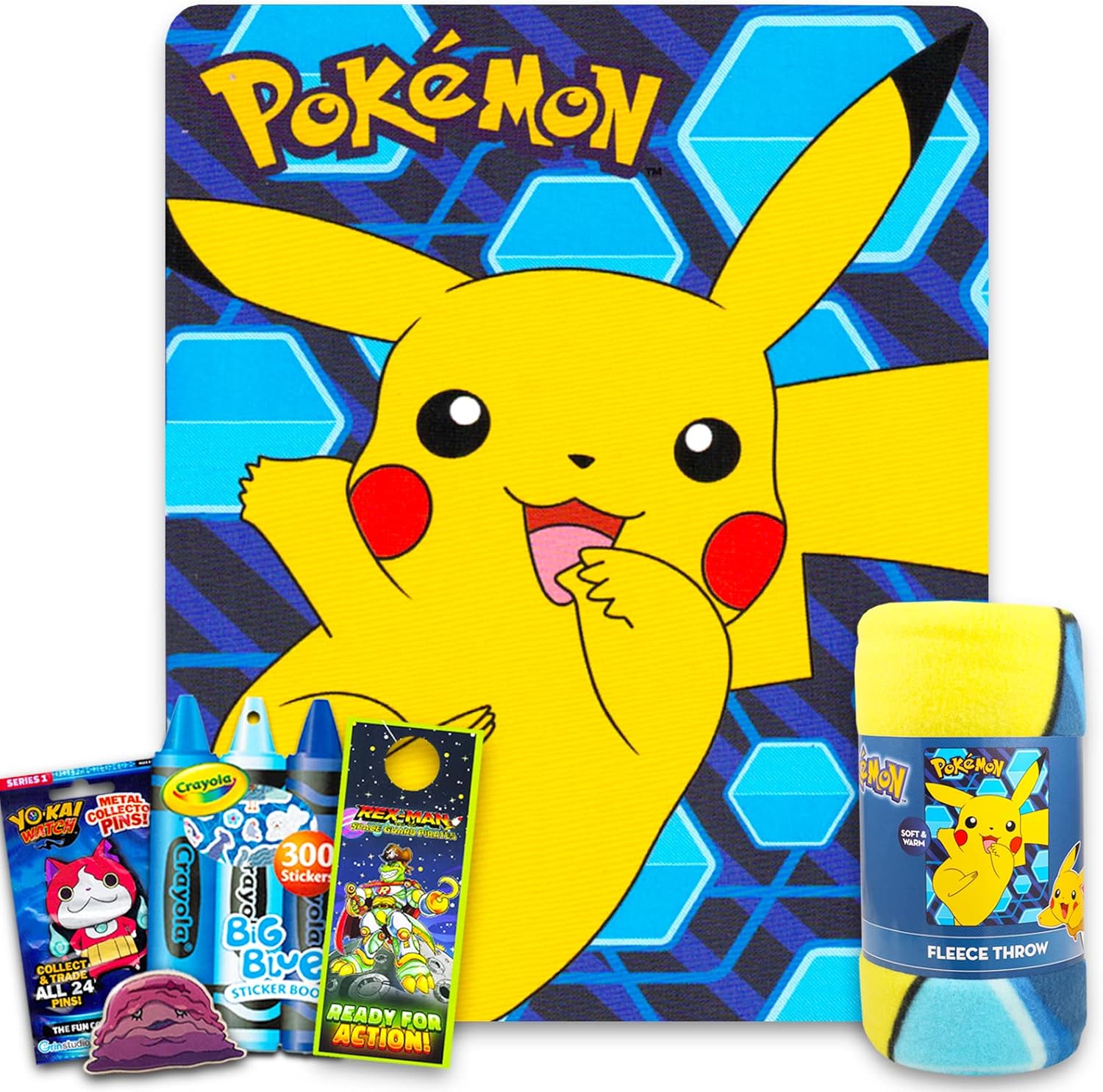 Beach Kids Pokemon Fleece Blanket Set Bundle with 45"x 60