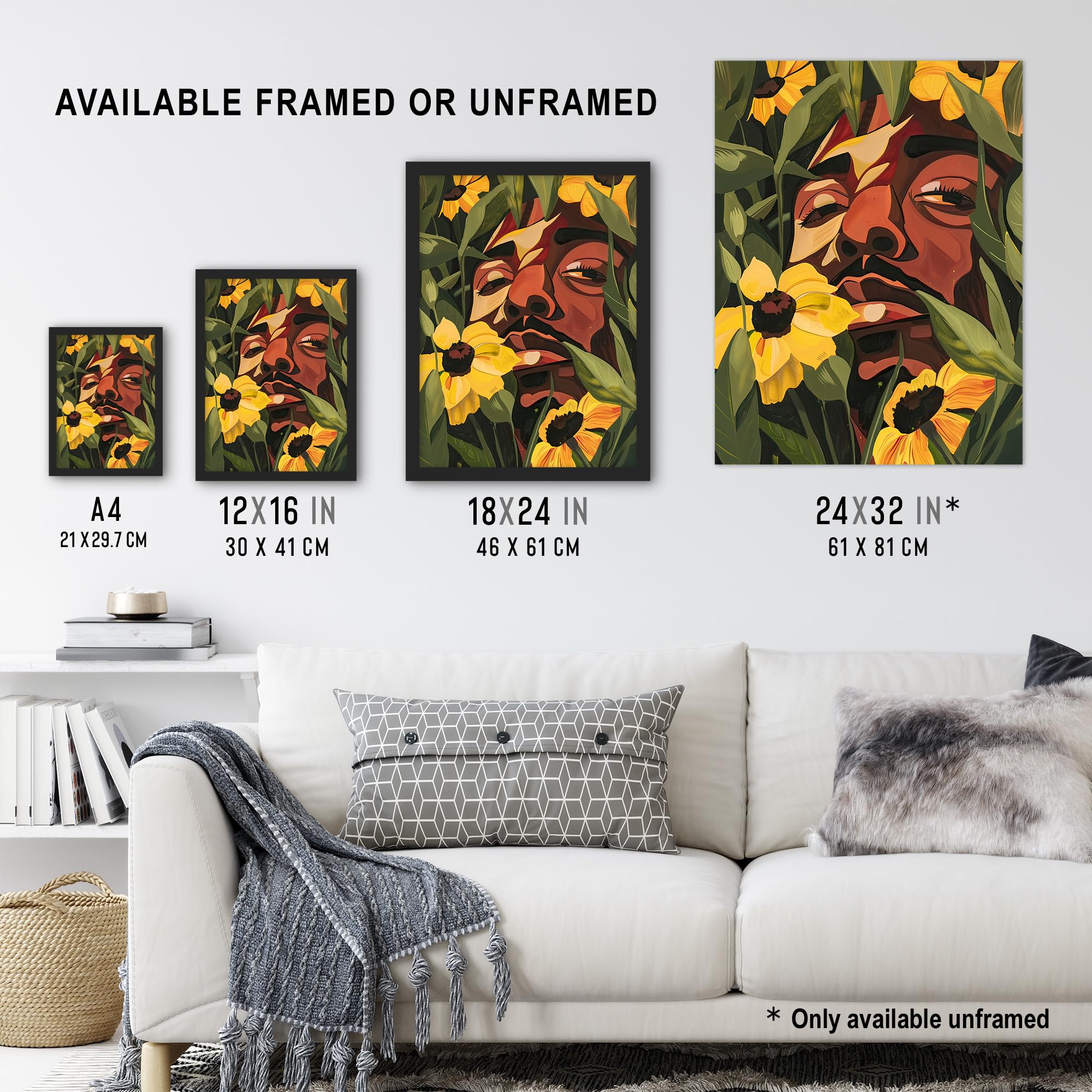 Artery8 Rapper Yellow Flowers Music Portrait Painting Living Room Artwork Framed Wall Art Print A4, Framed A4, 32.3L x 23.4W cm - Image 3