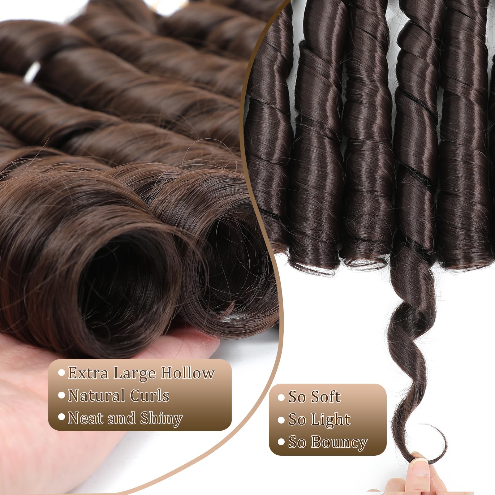 French Curly Braiding Hair for Box Braids 22 inch Loose Wave Braiding Hair Pre Stretched Bouncy Braiding Crochet Spiral Curl Synthetic Extensions for Women (4#, 22 Inch)
