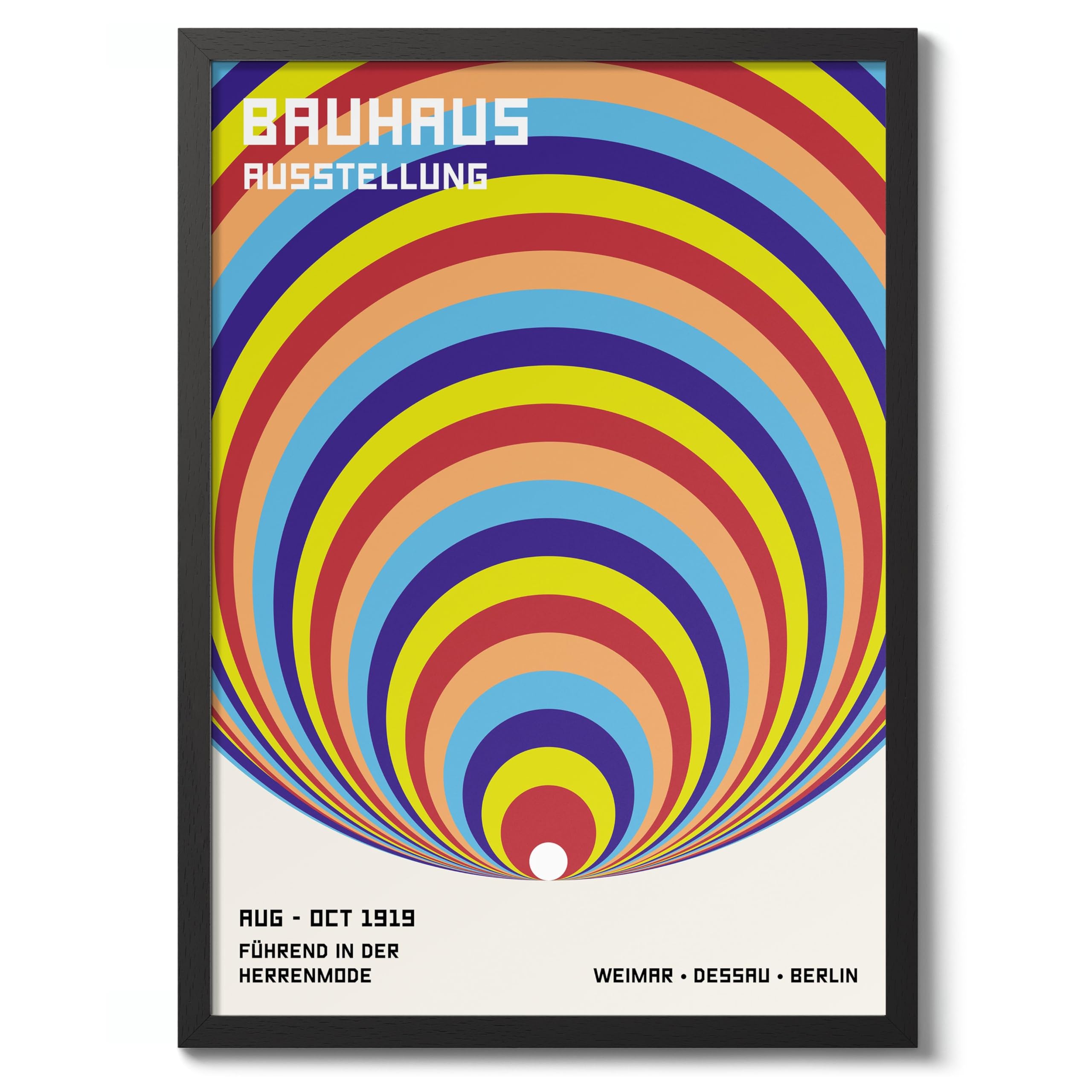 Expanding Circles Bauhaus Poster Mid Century Modern Wall Decor Print, Abstract Geometric Wall Art Boho Abstract Artwork Architecture, Archival Matte, A2 (Black Frame) - 59.4x42cm โ image 1