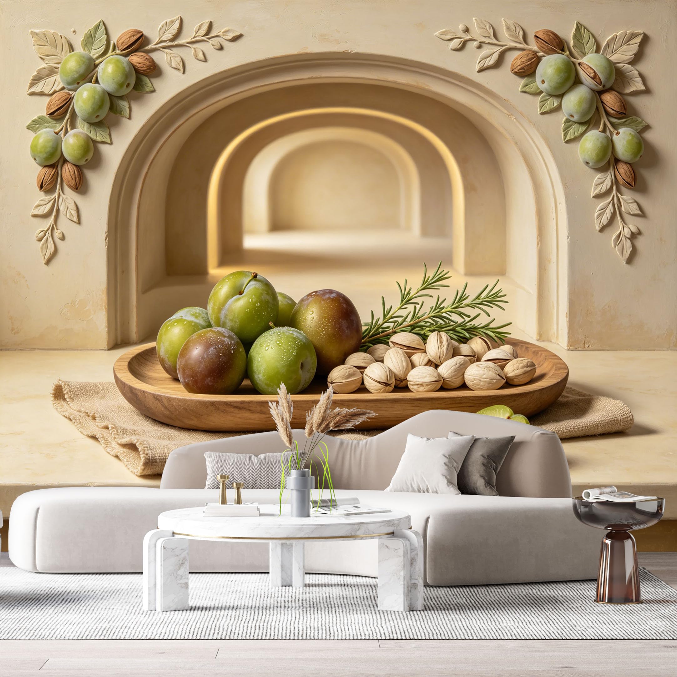 Custom Size Wall Murals Still Life Plum Nut 3D Trompe L'Oeil SelfAdhesiveWall Fabric Removable Wallpaper Wall Decor for Living Room Bedroom Bathroom