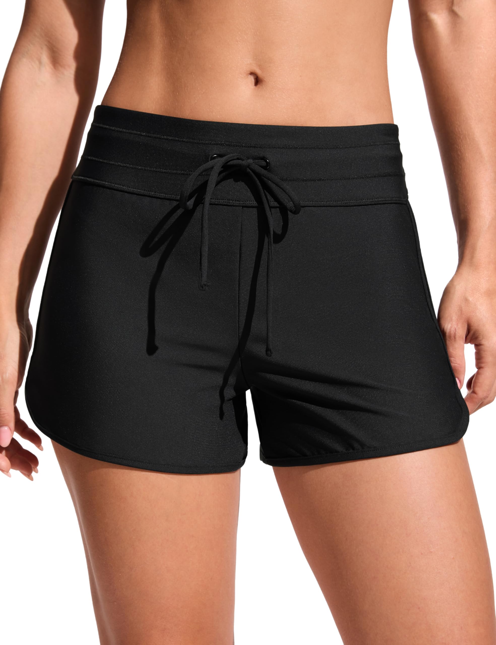 CRZ YOGA Spodenki kąpielowe dla kobiet 3'' Szybko suche sznurki Spodnie kąpielowe Sportowe szorty z podziałem bocznym