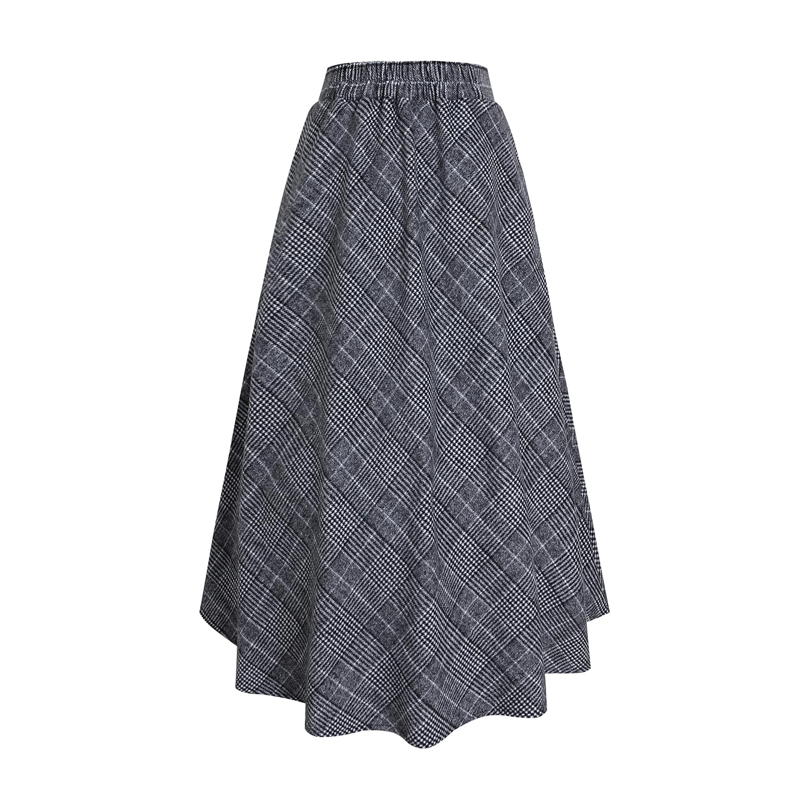 Jupe Longue Femme Hiver Laine Taille Haute Carreaux Trapèze Skirts | Jupe ecossaise femme au style rétro, 20 couleurs au choix, avec poches profondes et doublure douce.
