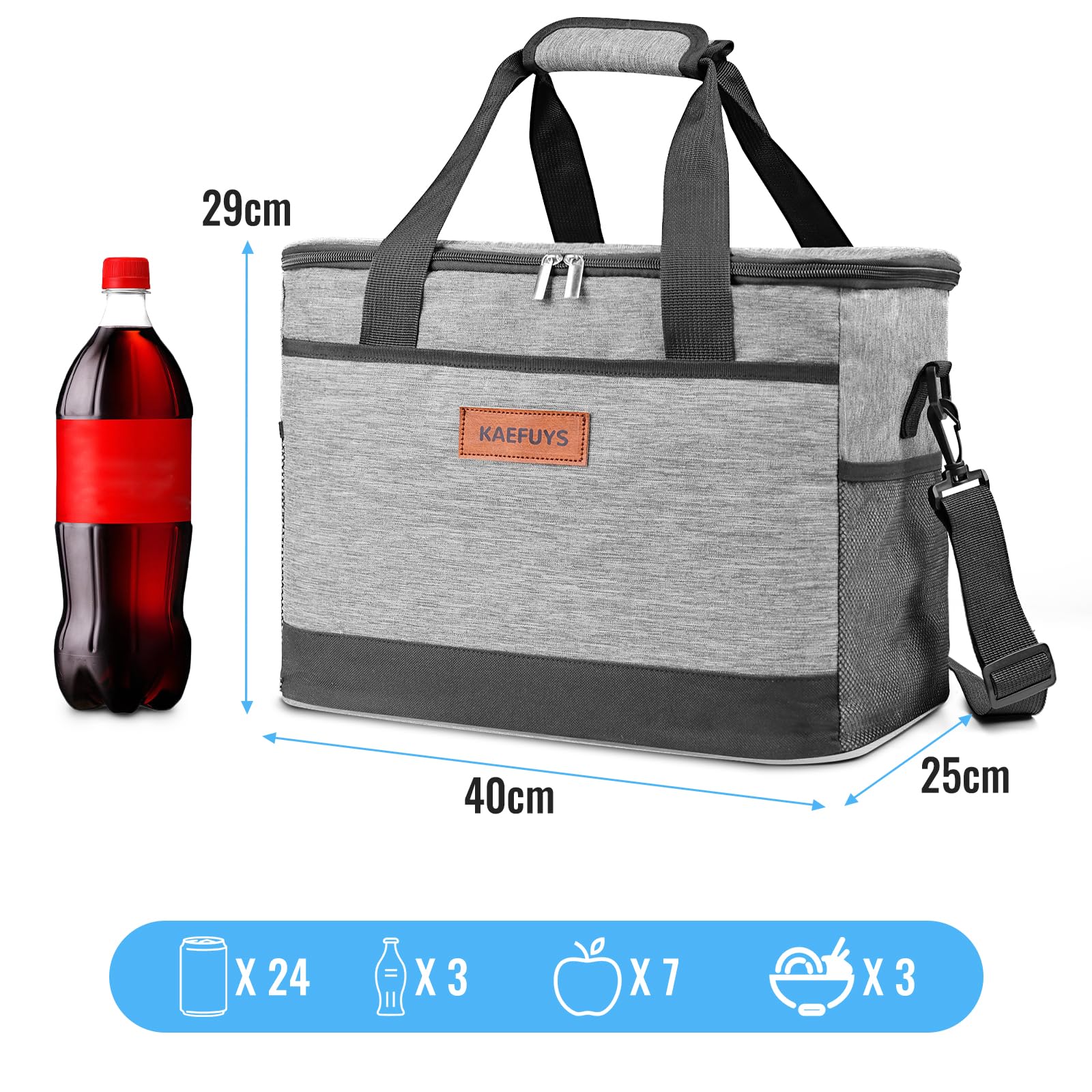 KAEFUYS Bolsa Térmica 33L Bolsa Porta Alimentos Bolsa Isotermica Porta Alimentos Bolsa Comida Trabajo Impermeable Lunch Box para Oficina, Viaje,Pícnic,Colegio,Camping