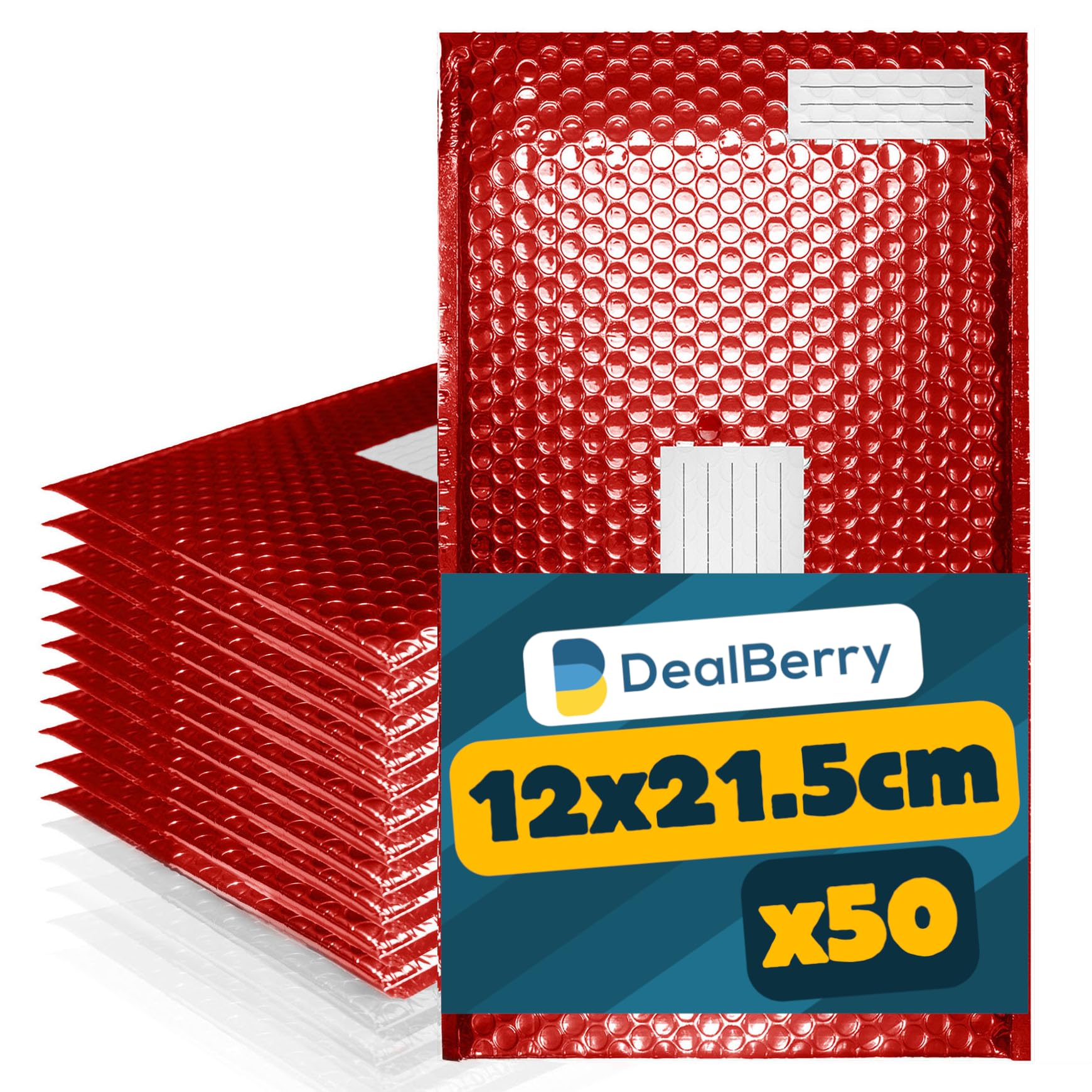 50 Pack Padded Bubble Envelopes - Bubble Wrap Envelope - Poly Bags for Shipping Packaging Mailing - Envelopes Peel and Seal - Address & Return Box (Red, 12x21.5cm)