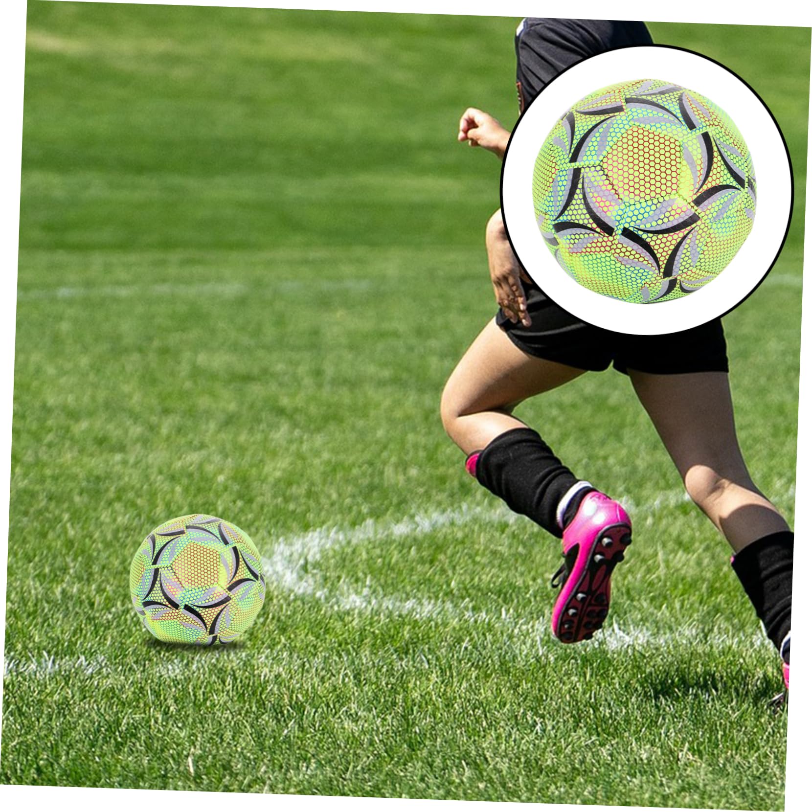 ibasenice Pallone da Calcio Luminoso Taglia 5 Pu Peso e Misure Ufficiali | Uso Allenamento e Partite Ufficiali, Design Ergonomico, Alta Durata, per Adulti e Giovani