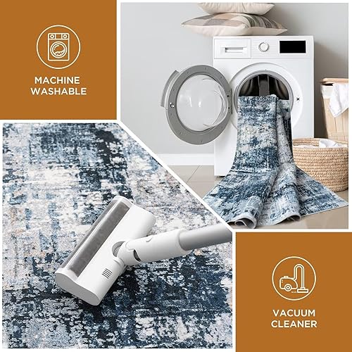 Miniatura 8 de Vamcheer Alfombra abstracta lavable  Estilo contemporáneo para sala de estar, dormitorio, cocina, lavable a máquina, para sala de estar, no