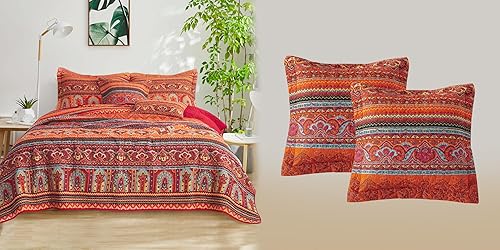 BEDIFANY 5 piezas de edredón de algodón tamaño King con fundas de almohada