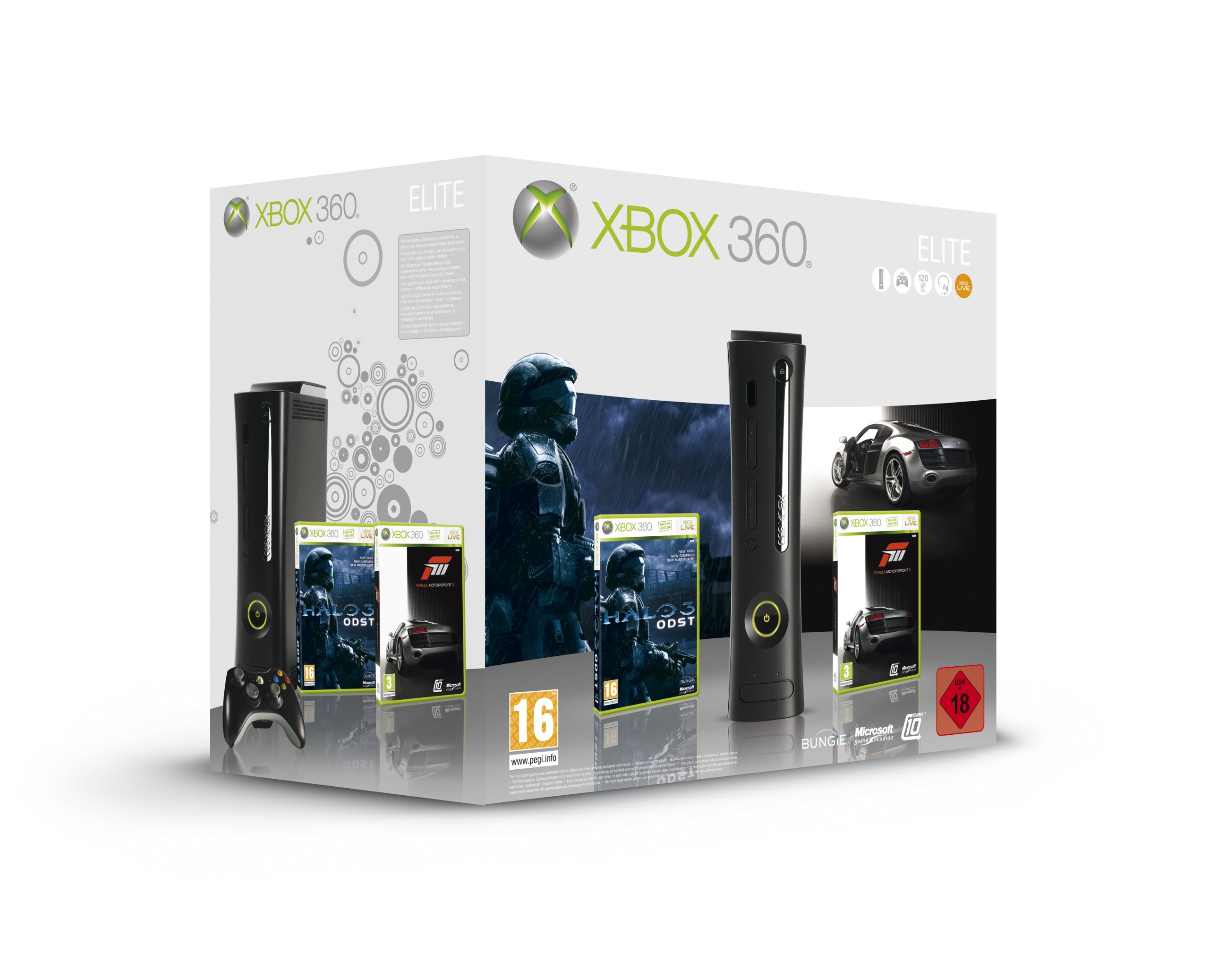 Xbox 360 - Konsole Elite black + Halo 3: ODST & Forza Motorsport 3