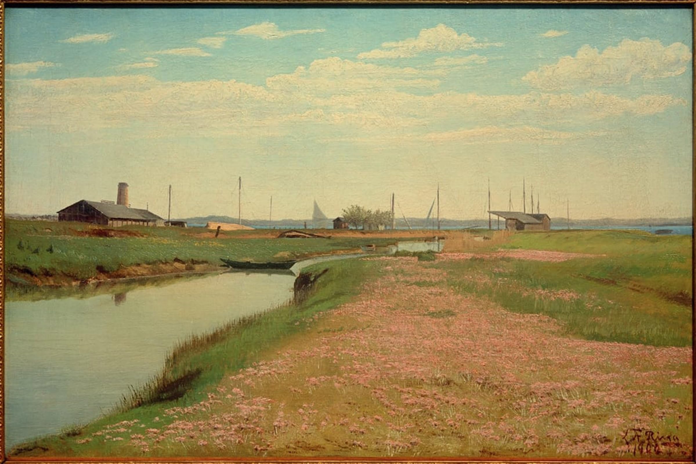 SERENDIPITP Vintage Picture Print on Canvas Wall Art Poster Canal and Harbor At Fredriksvaerk by Laurits Andersen Ring Artwork Print Poster for Wall Decor 60x90cm