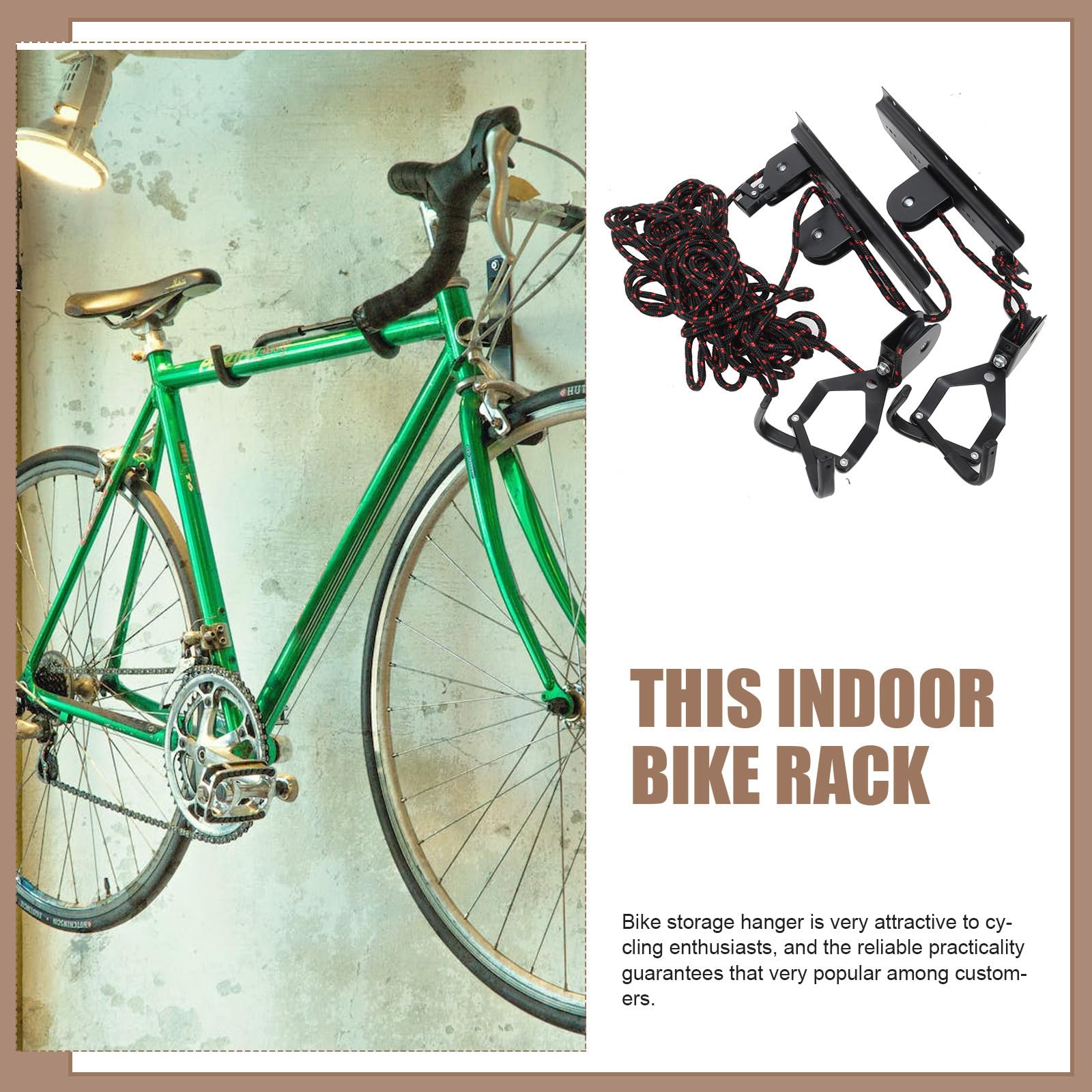 Soporte Colgante para Bicicleta Negro de Acero, Abs y PP | Montaje en Pared o Techo, Uso Interior, Diseño Estable y Ligero, Adecuado para Aficionados al Ciclismo Color Aleatorio