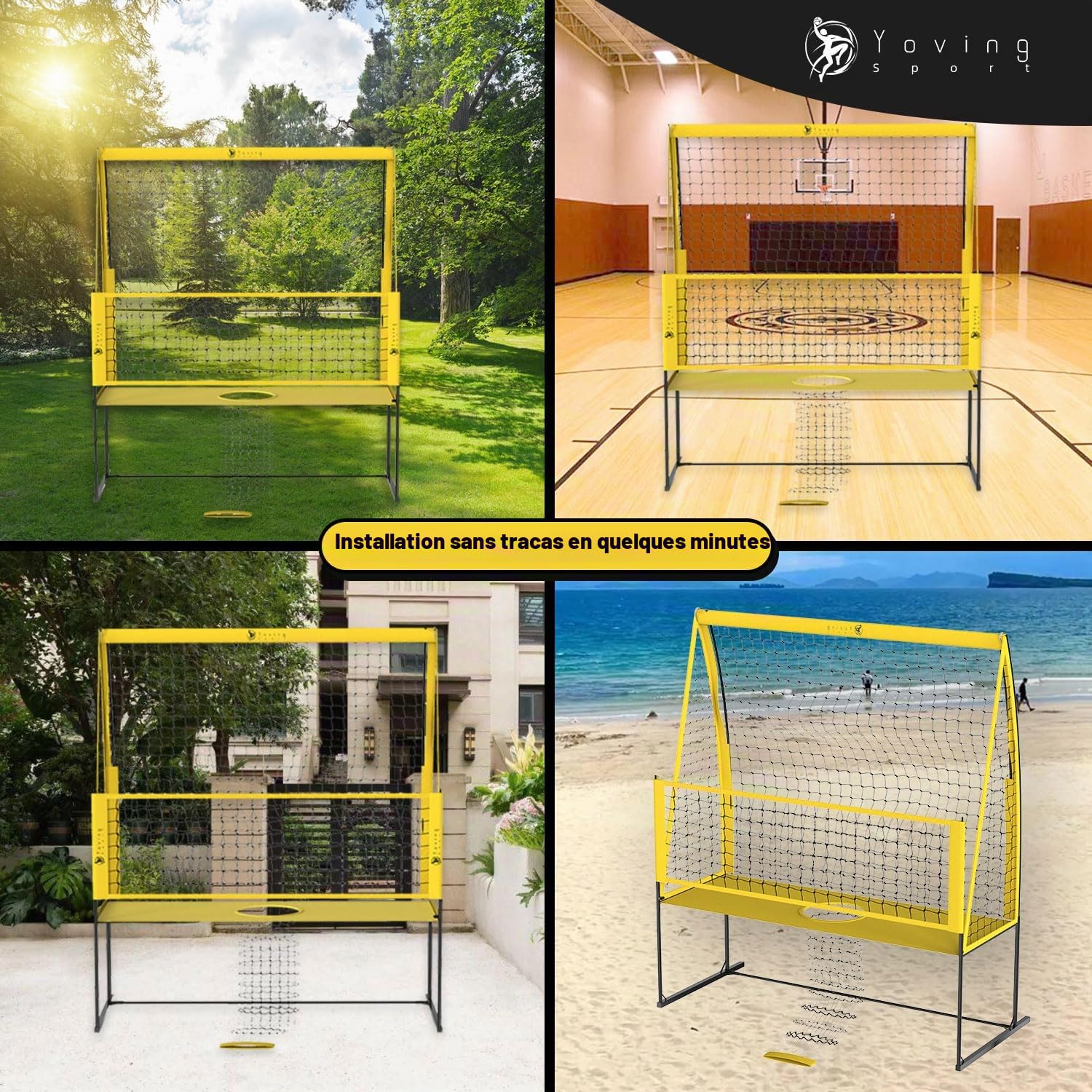 Yoving Filet d'Entraînement Volley-Ball Professionnel 2,4m x 3,4m, Structure Renforcée pour Service, Smash et Défense - Améliore Précision/Puissance/Technique, Intérieur/Extérieur