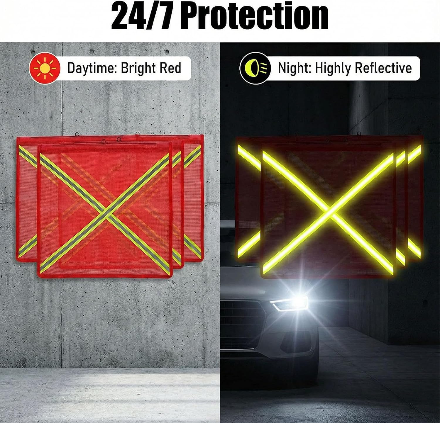 18x18 Inch Safety Flags for Trucks 6 PCS - Red Warning Flag with Wire Loop & PVC Mesh, Oversize Load/Trailer Flags, Reflective High Visibility for Vehicle & Towing