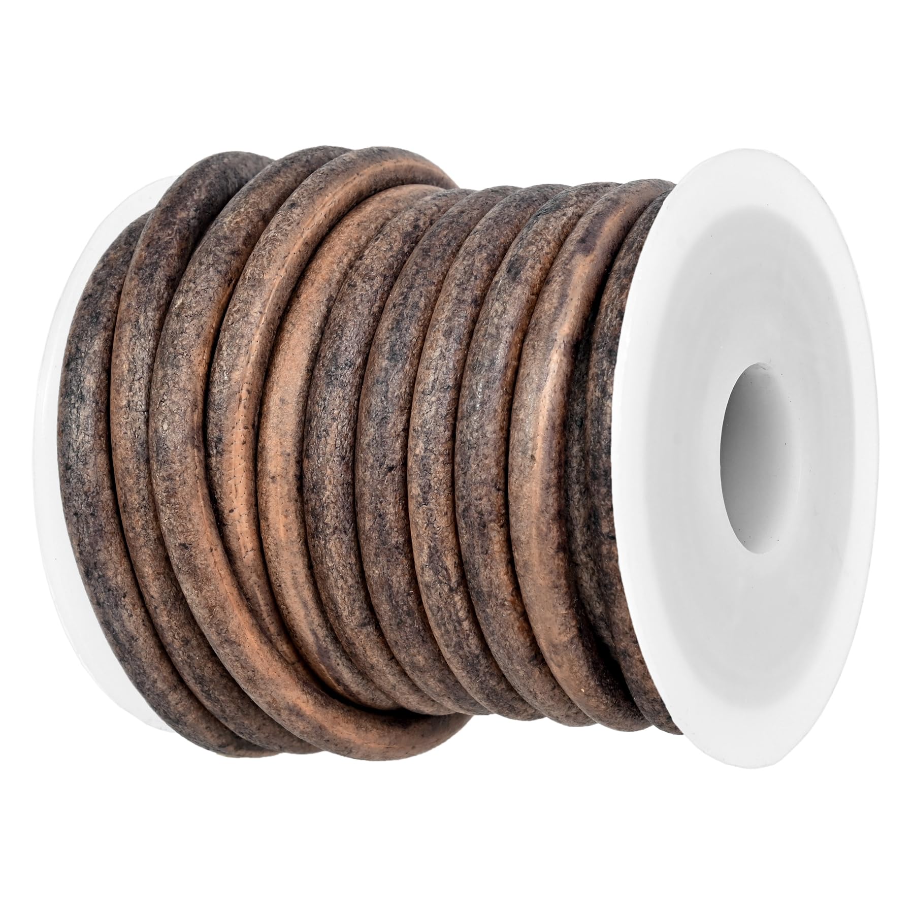 GENIQUE Real/Genuine Round Leather String Cord for Necklace, Bracelets, Jewellery, Braiding (Grey Distressed, 5mm)