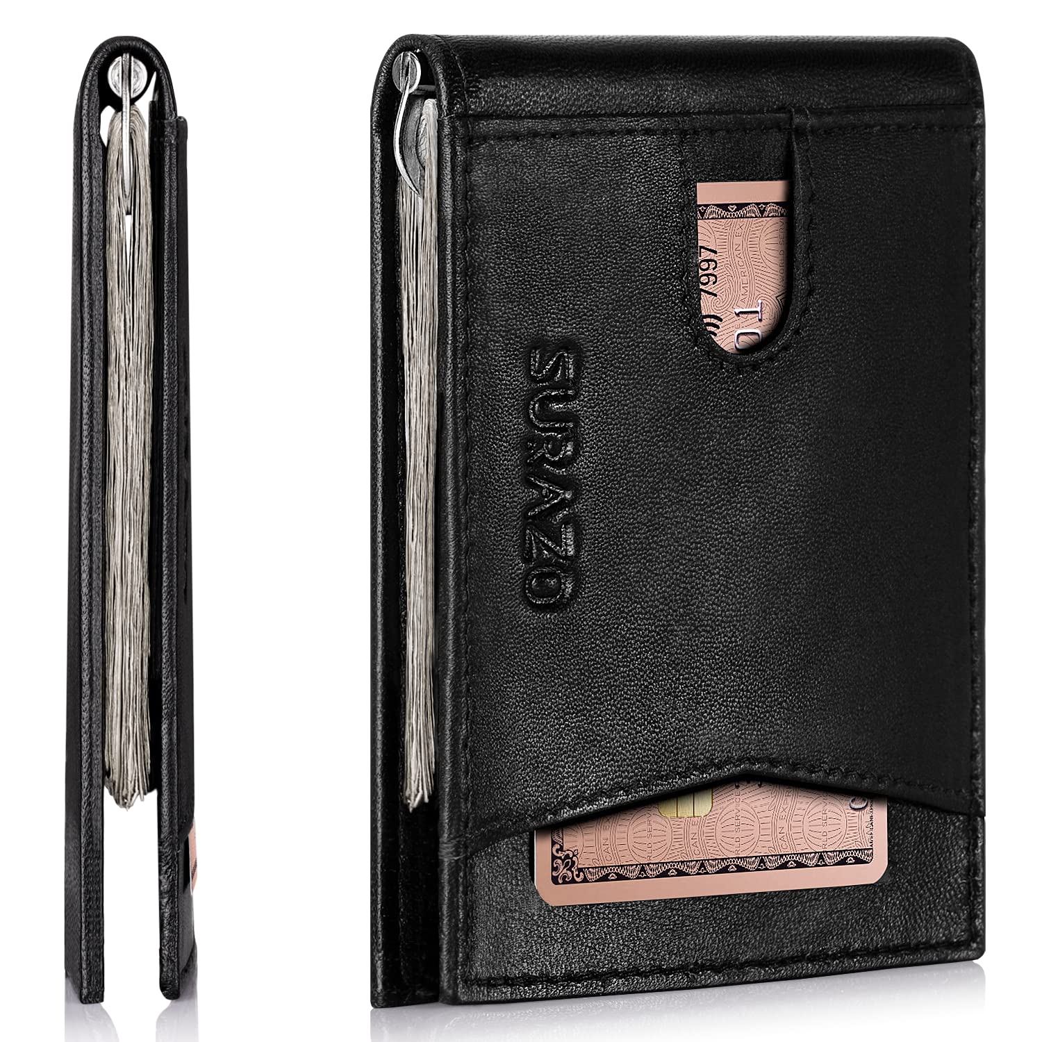 SURAZO Unisex Money_Clip_ind_Camel bi-fold portemonnee, universeel, camel, Universall