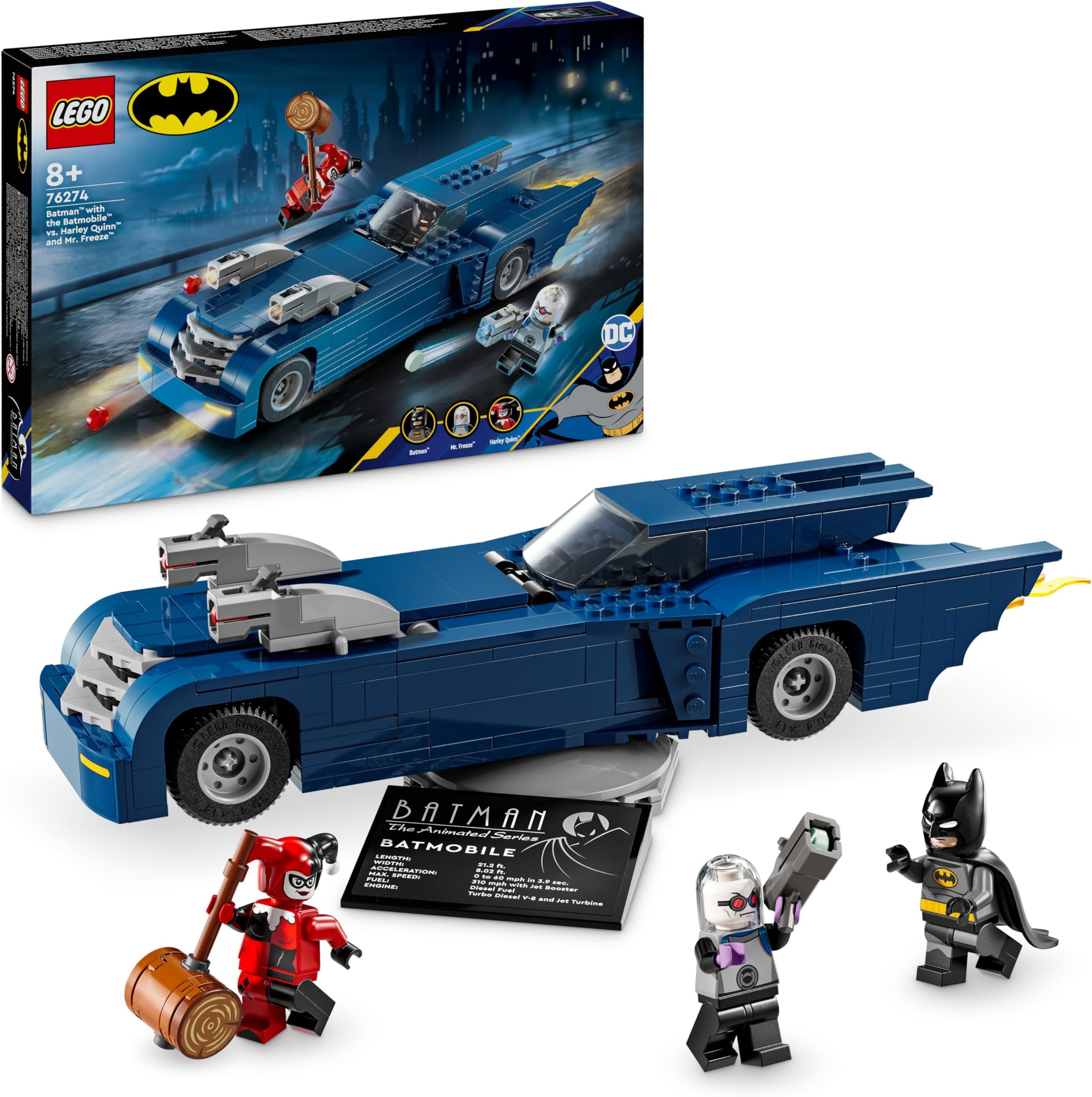 DC Batman: Batman with The Batmobile vs. Harley Quinn & Mr. Freeze 76274 Building Blocks Toys for 8+ Gift for Boys and Girls
