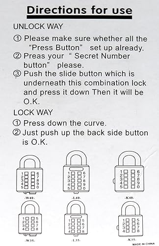 Miniatura 8 de MIONI Candado de combinación de botón de 10 dígitos, mecanismo de bloqueo de 5 dígitos, color negro