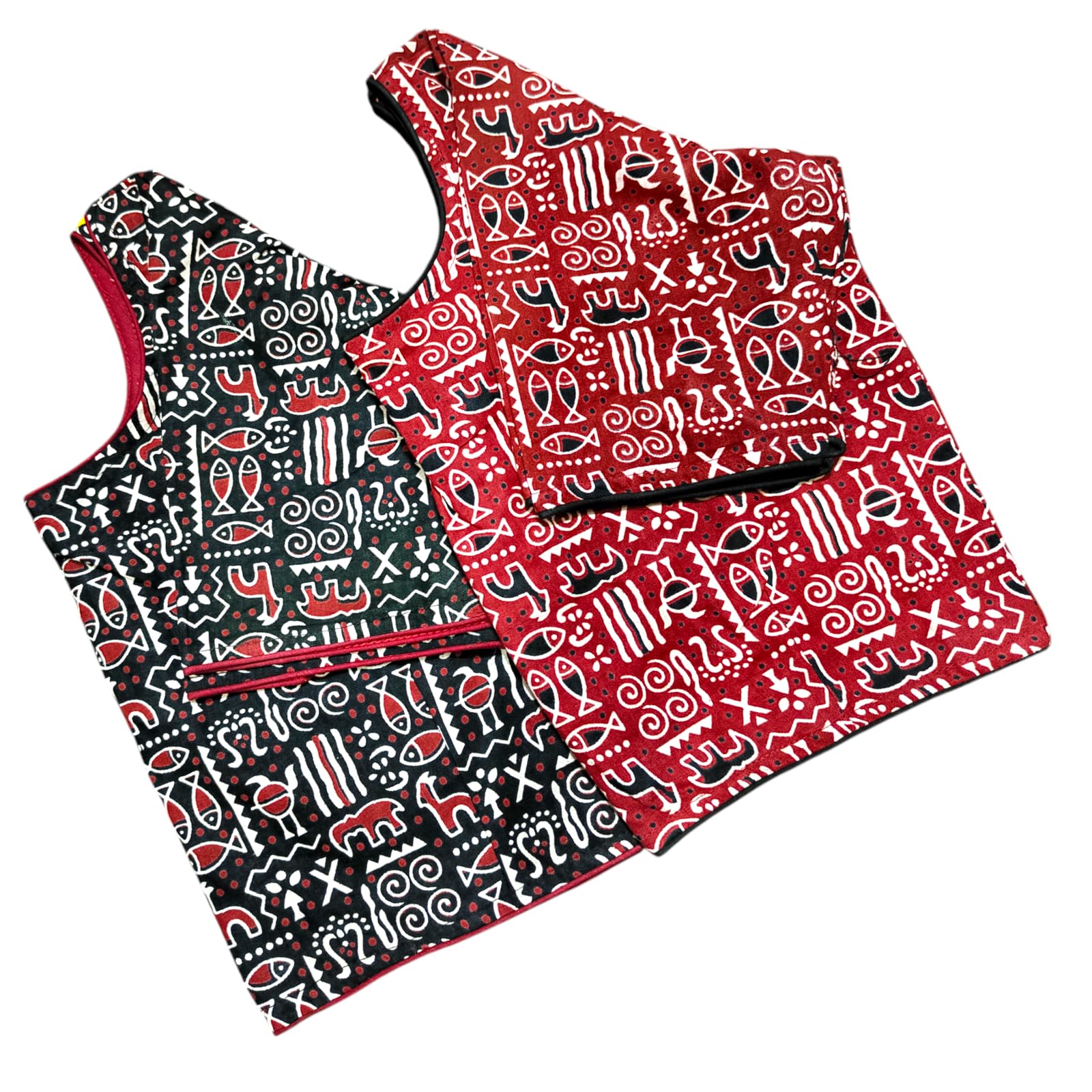 Pure Cotton Printed Readymade Blouse for Women | Ethnic Wear Blouse with Traditional Prints | Round Neck, Short Sleeve, Comfortable Fit | Daily-picture-47
