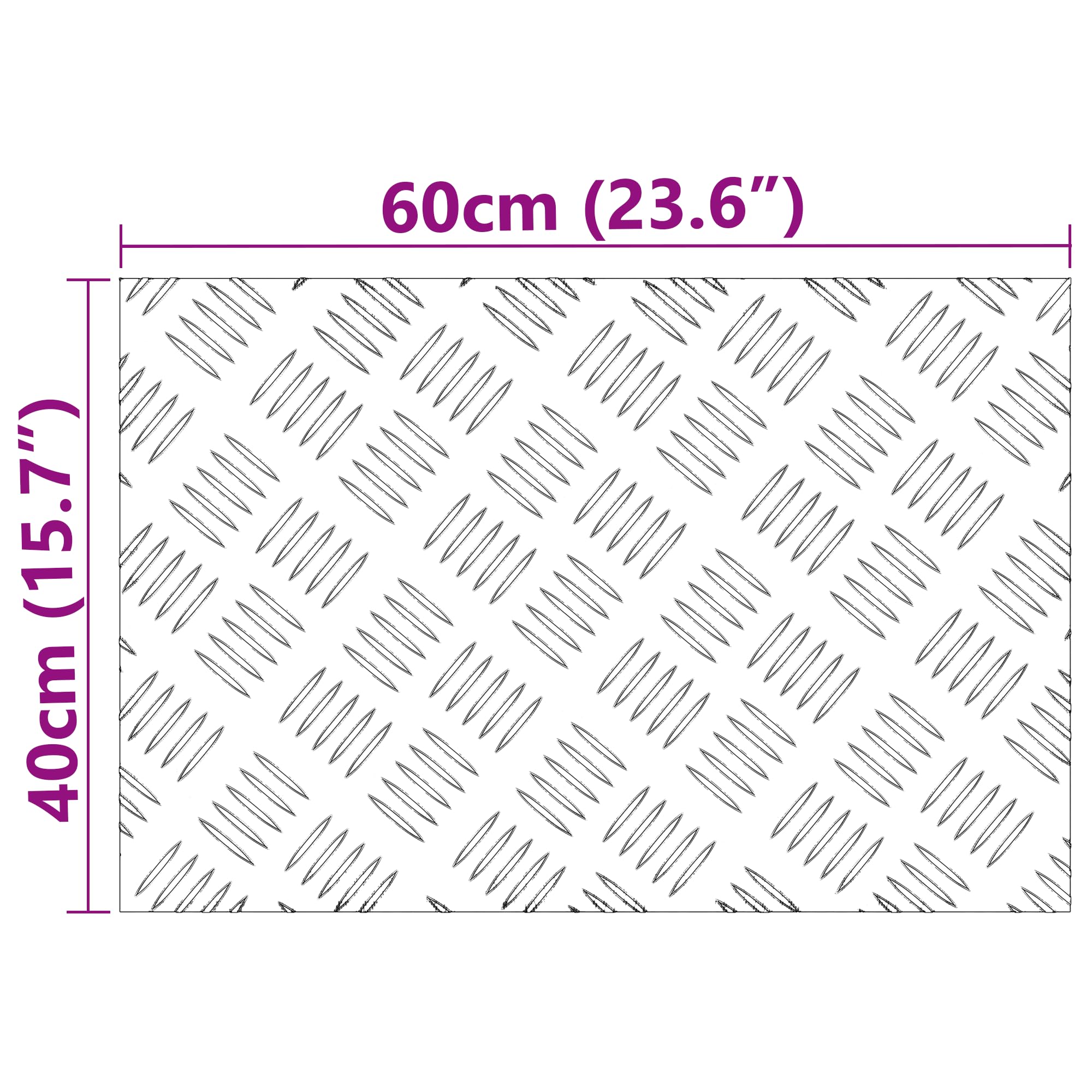 Chapa estriada de aluminio, 4 unidades, 60 x 40 cm, antideslizante, para interior y exterior, con superficie texturizada y diseño moderno