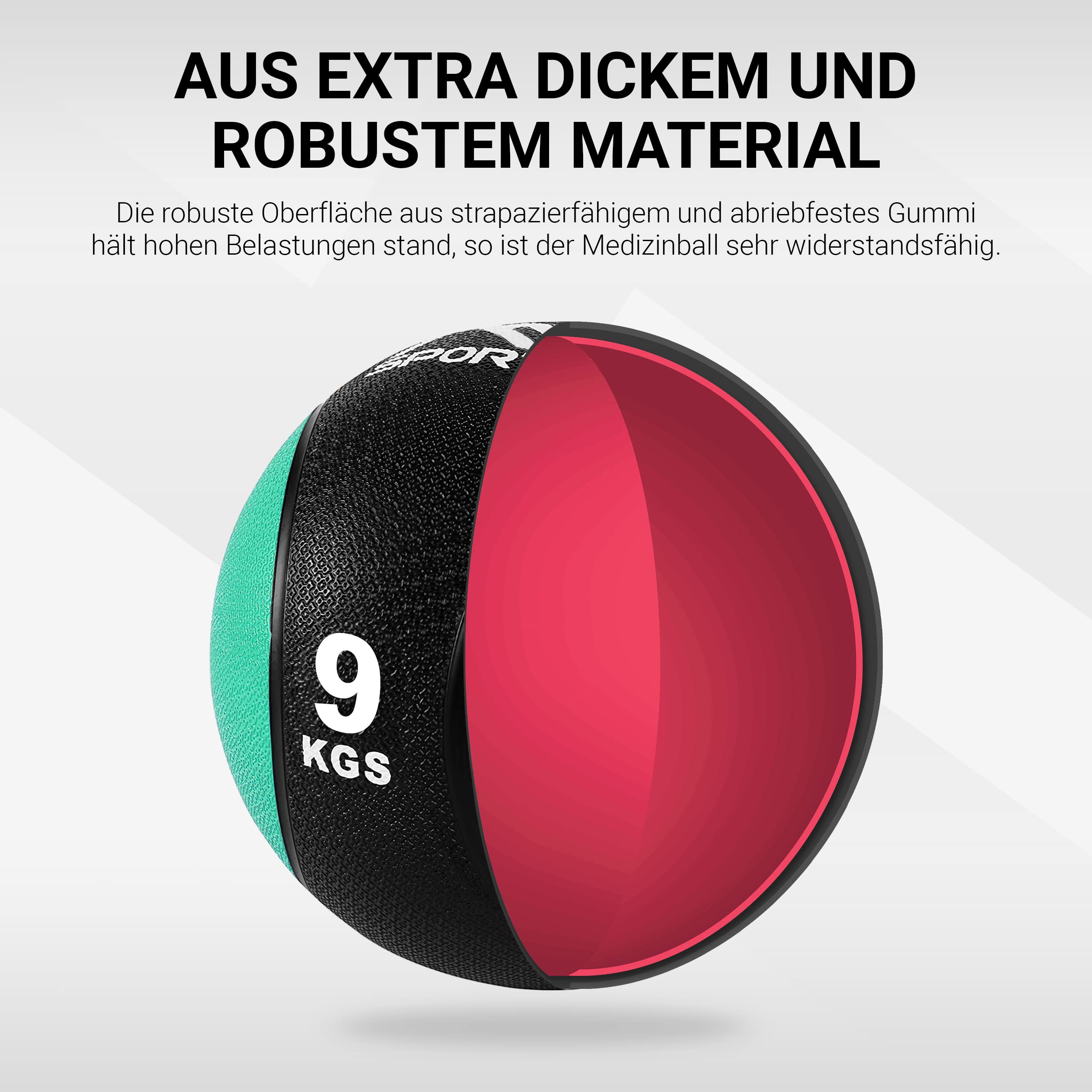 Balón medicinal 1 - 10 kg - calidad de gimnasio profesional con póster de ejercicios, medicinal