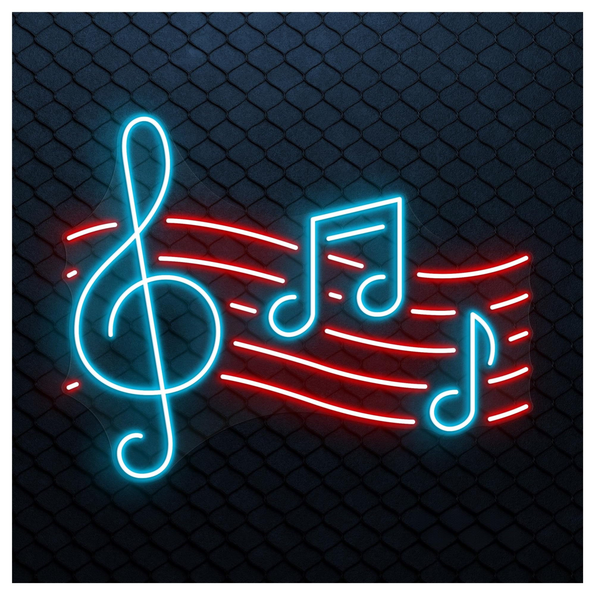 Hanging Art Neon Signs Musical Note Neon Sign, Suitable For DJ Studio Decor With Brightness Adjustable 50cm(Ice blue)