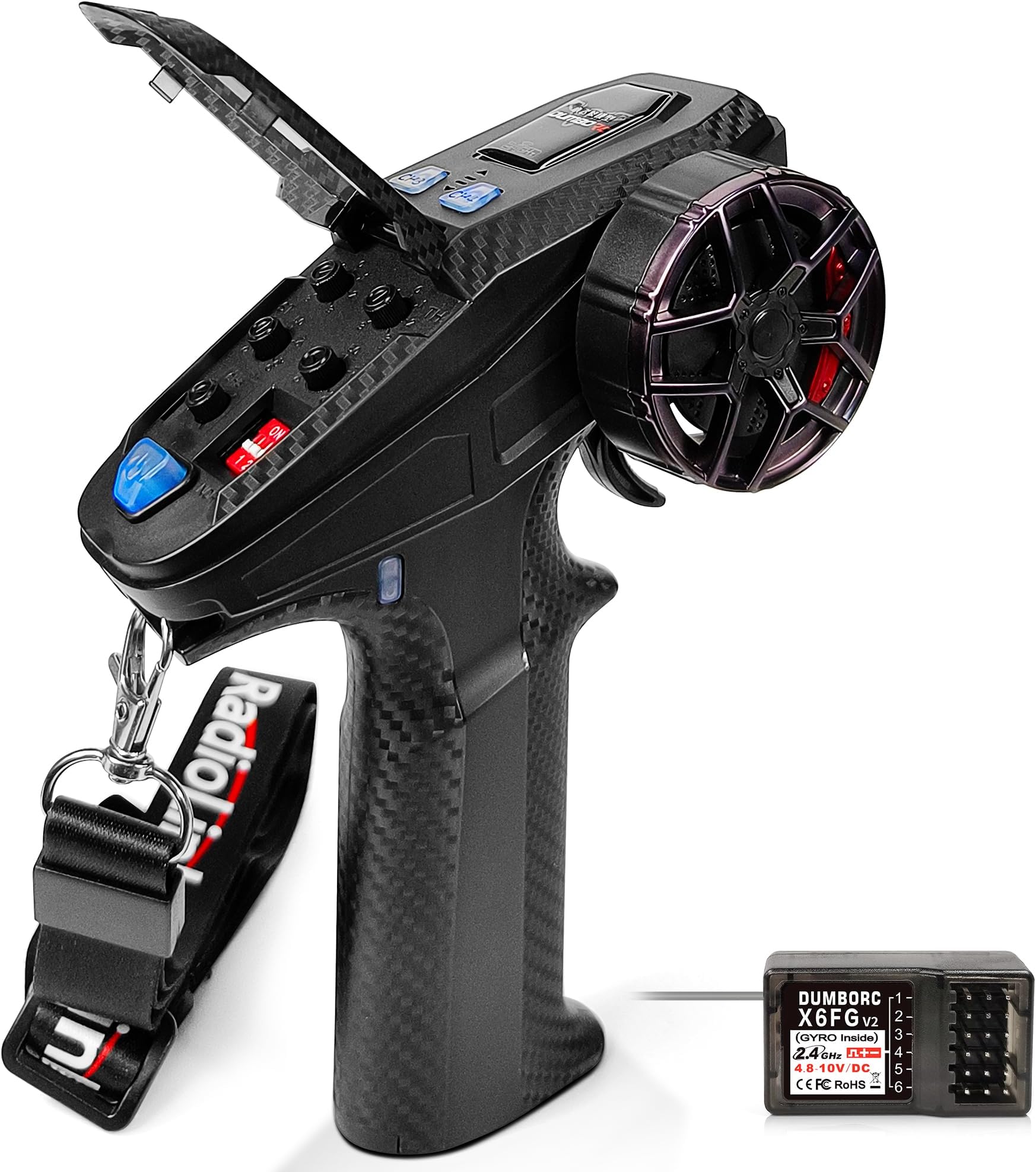 DUMBORC X6PM-350 Mini RC Radio Transmitter 2.4GHz 6CH with X6FG Gyro Receiver with Low Voltage Alarm and Fail-Safe Function, Mixed Mode for RC Vehicles and Boats, Model Parts