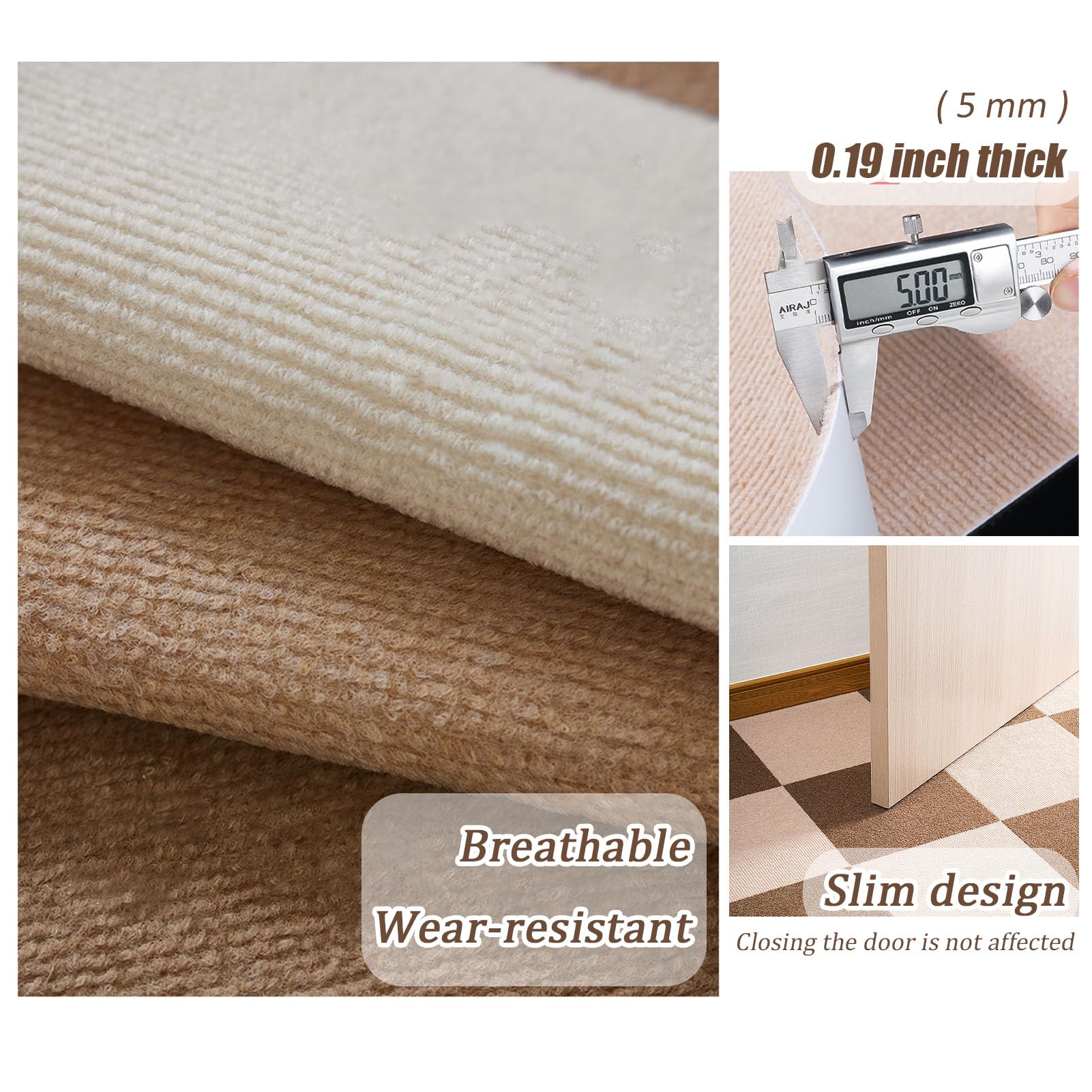 Moquette quadrotte autoadesive, Piastrelle per tappeti per la casa, 12 Pezzi, Resistenti all'Usura, autoadesive, 18-20 Pollici, Staccabili e attaccabili, Antiscivolo, Lavabili, Fai da Te.
