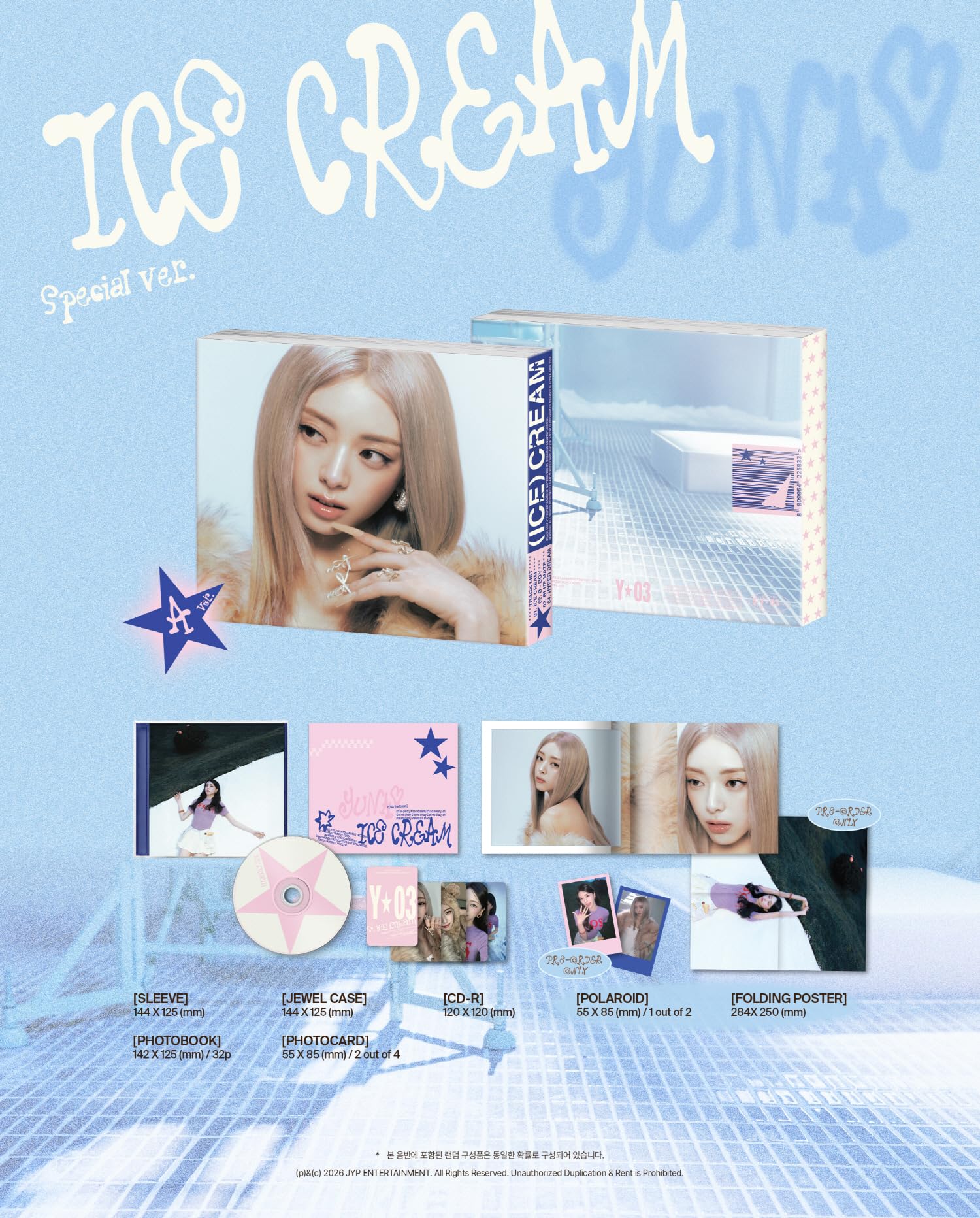 (Set: A+B) ITZY Yuna Ice Cream 1er mini álbum versión especial con seguimiento